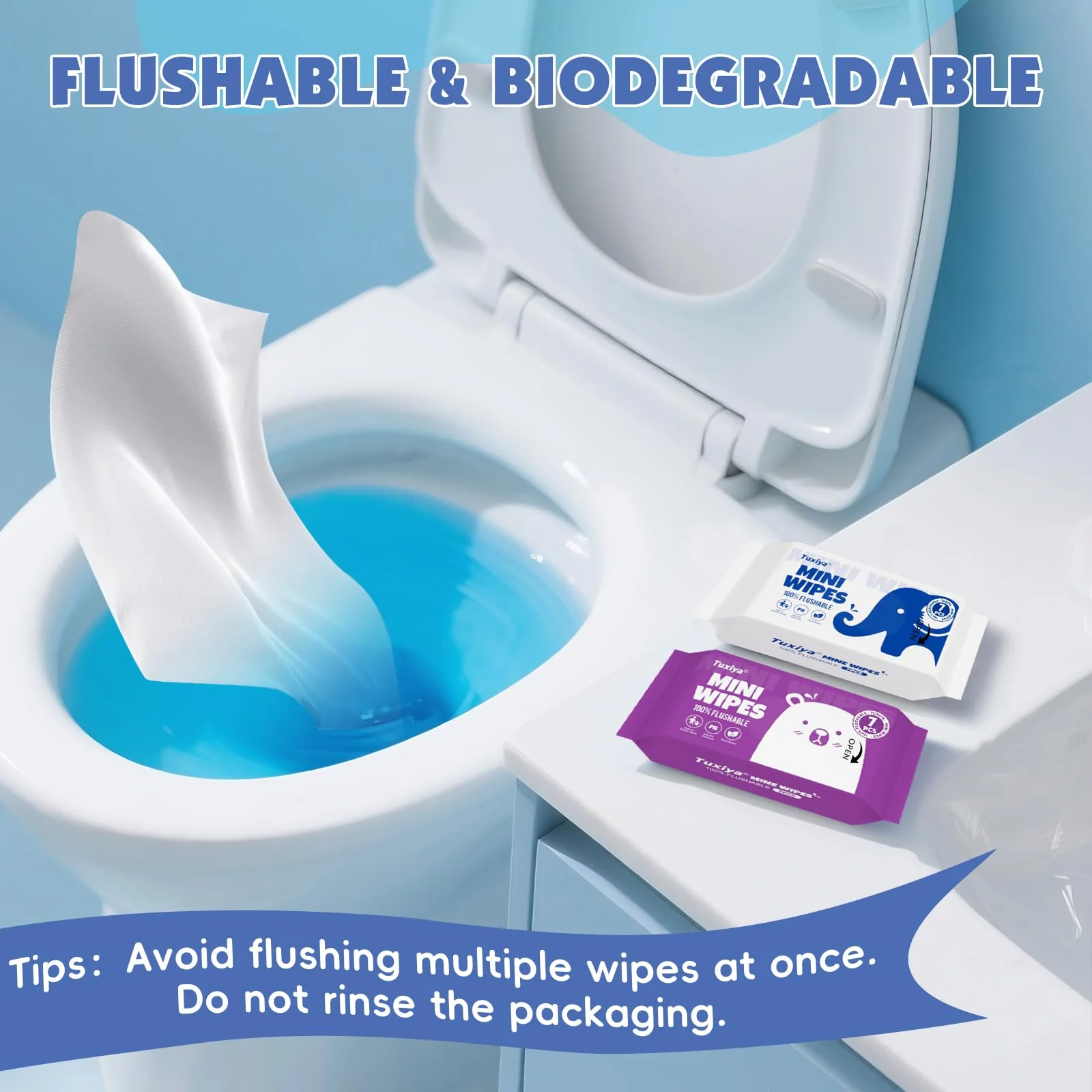 72 PackTravel Flushable Wipes with Aloe & Vitamin E,Impossibly Compact 7 Wipe Per Pack Mini Travel Adult Wet Wipe,Hypoallergenic & Fragrance-Free Skin-Friendly Flushable Wet Wipe (504 Total Wipes) - Image 4
