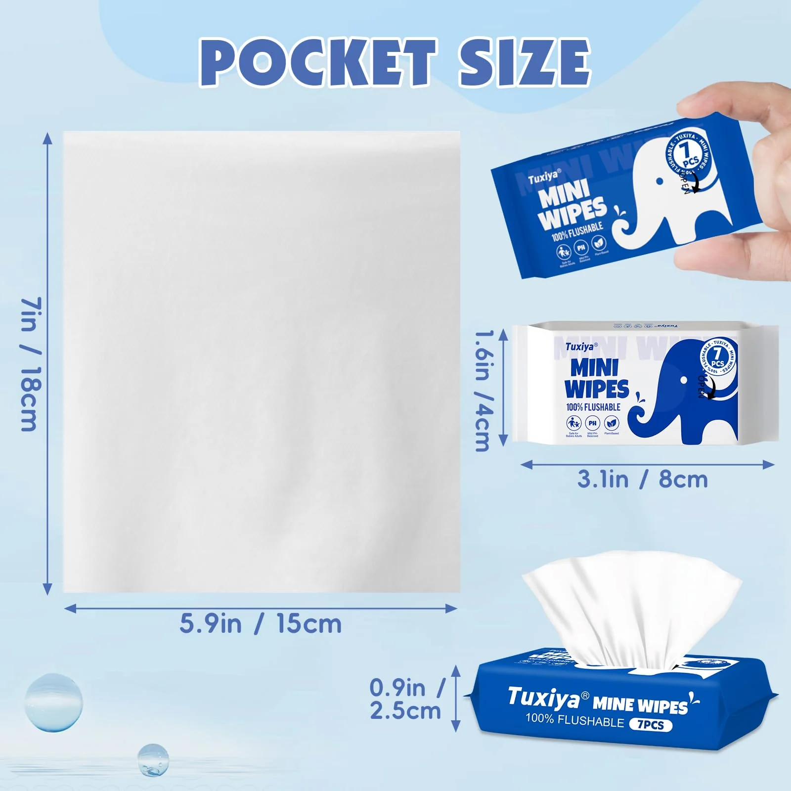 72 PackTravel Flushable Wipes with Aloe & Vitamin E,Impossibly Compact 7 Wipe Per Pack Mini Travel Adult Wet Wipe,Hypoallergenic & Fragrance-Free Skin-Friendly Flushable Wet Wipe (504 Total Wipes) - Image 7