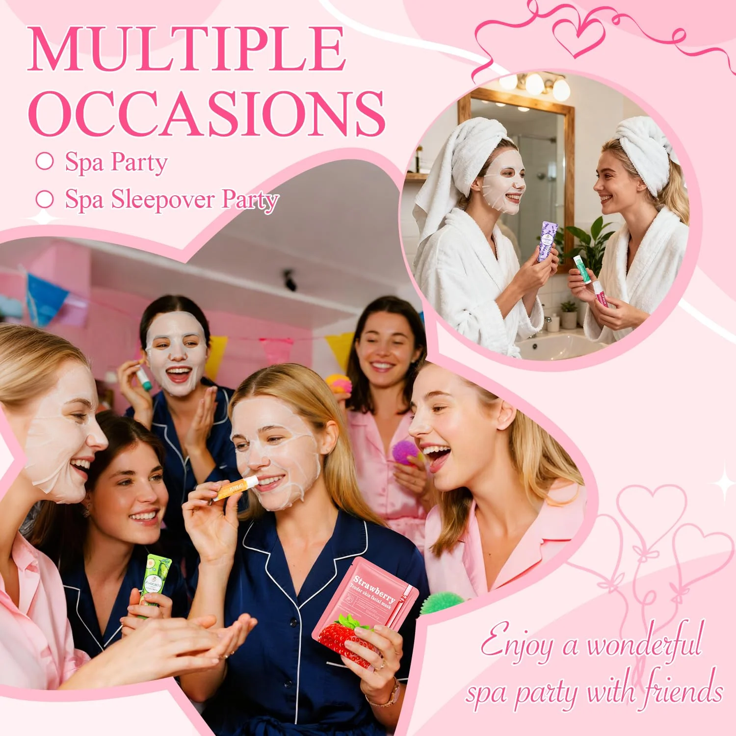 72 Pcs Bulk Gifts For Women, Bulk Facial Mask, Lip Balms, Hand Creams & Under Eye Patches, Spa Party Supplies,Party Favors For Bridal Wedding, Baby Shower,Sleepover Party, Christmas Stocking Stuffers - Image 3