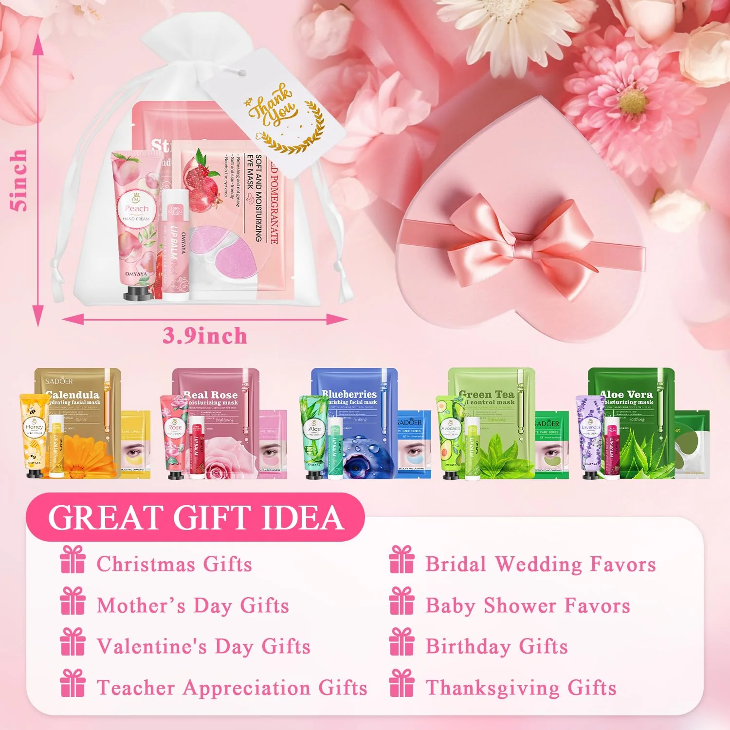 72 Pcs Bulk Gifts For Women, Bulk Facial Mask, Lip Balms, Hand Creams & Under Eye Patches, Spa Party Supplies,Party Favors For Bridal Wedding, Baby Shower,Sleepover Party, Christmas Stocking Stuffers - Image 4