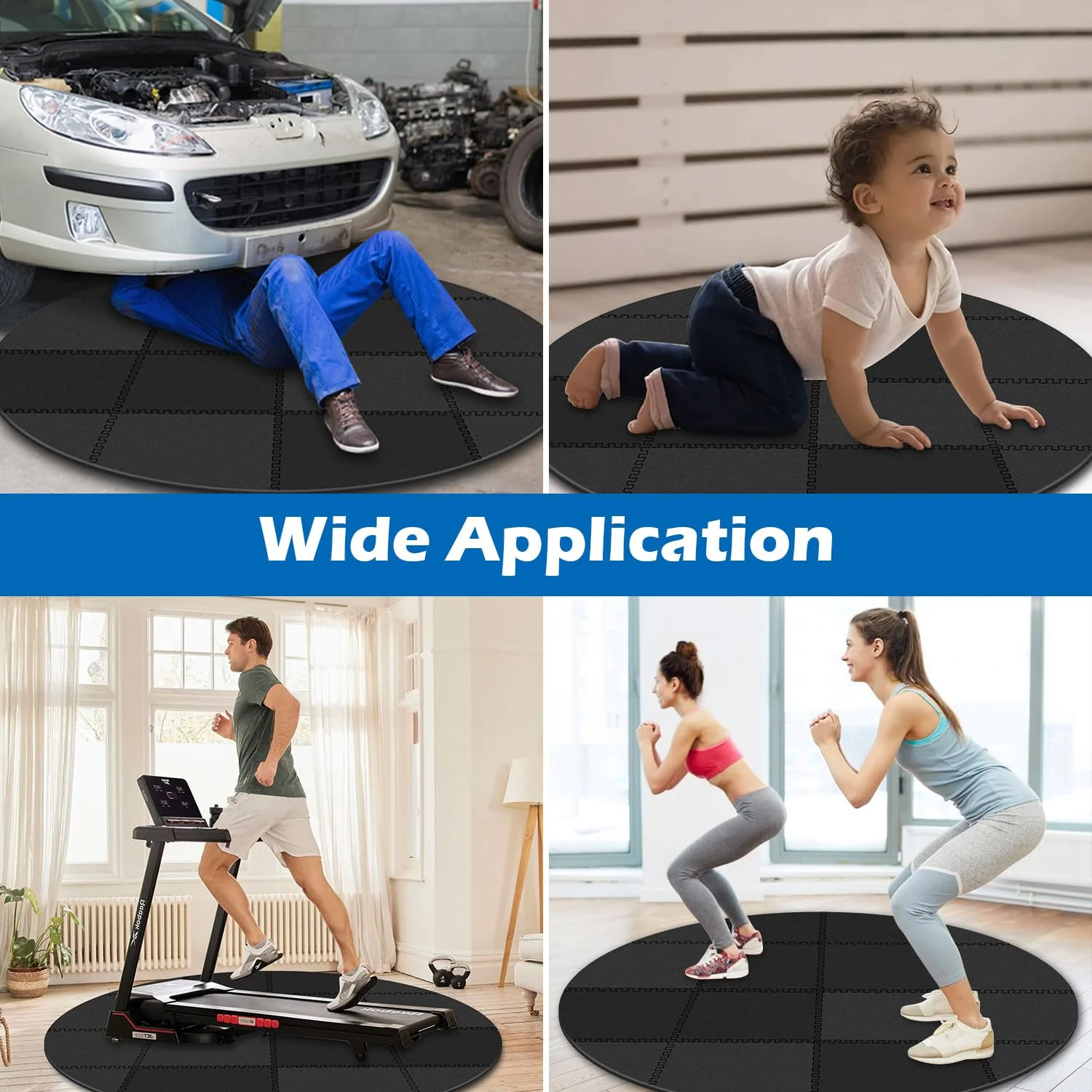 78 Inch Round Hot Tub Mat - Extra-Thick Interlocking Hot Tub Protective Pad Spa Pool Foam Insulation Mat Ground Base Flooring Protector for Portable Inflatable Hot Tub Accessories Outdoor Indoor - Image 2