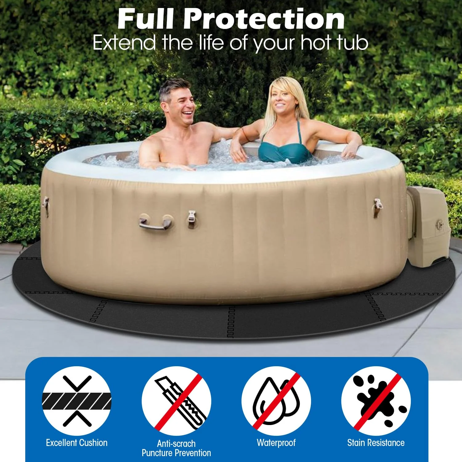 78 Inch Round Hot Tub Mat - Extra-Thick Interlocking Hot Tub Protective Pad Spa Pool Foam Insulation Mat Ground Base Flooring Protector for Portable Inflatable Hot Tub Accessories Outdoor Indoor - Image 5
