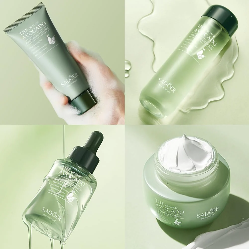 7pcs Avocado Skincare Kit, Skin Care Gift Set with Facial Cleanser, Toner, Lotion, Face Serum, Face Cream, Eye Cream, Lip Balm For Hydrating Skin Anti-Aging Skin For Women Teen Girls (7 Count) - Image 8