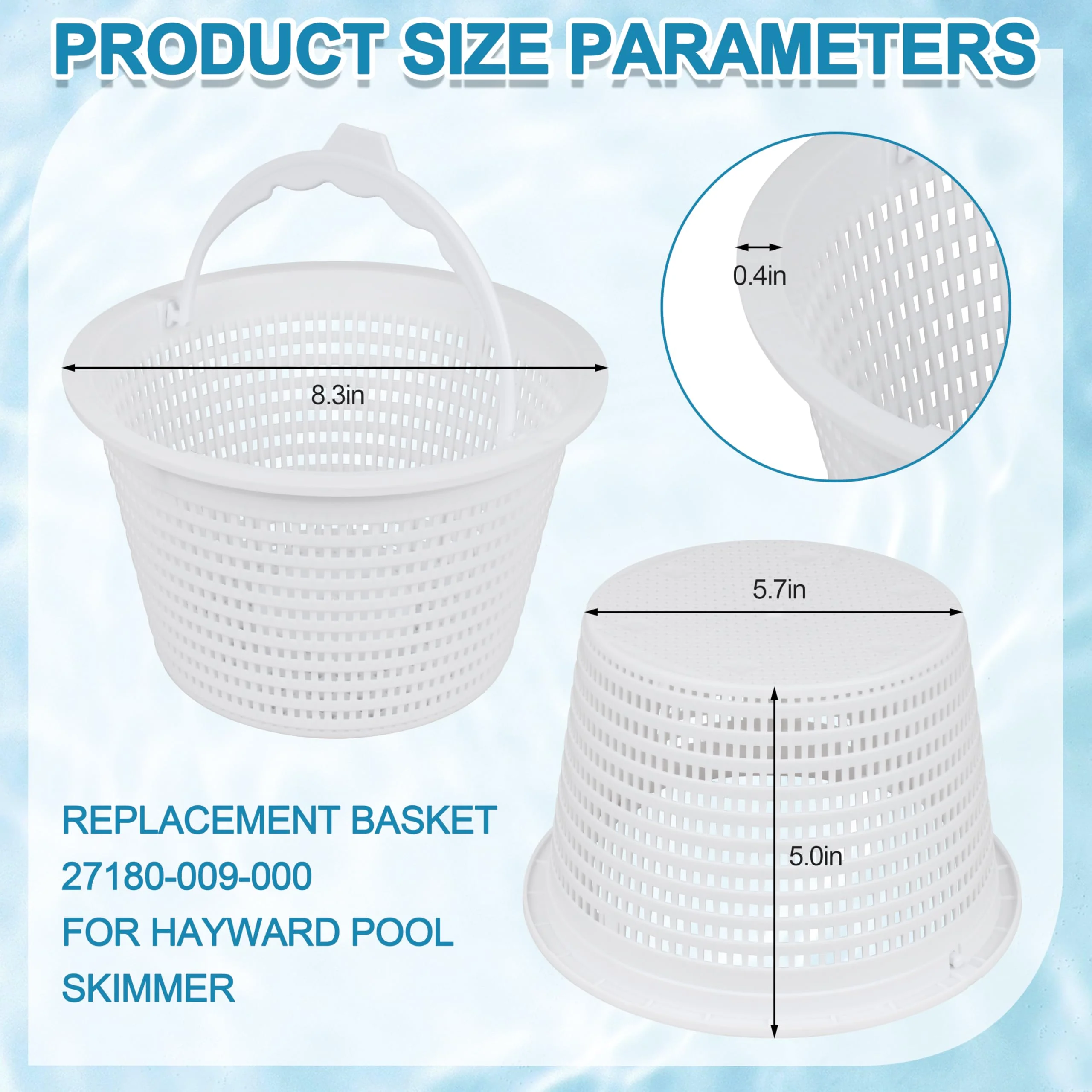 8'' Durable Custom Molded Replacement Inground Pool Skimmer Basket 27180-009-000, Perfect Fit for Hayward Skimmers B-9 B9 U-3 SPX1070E - Image 6