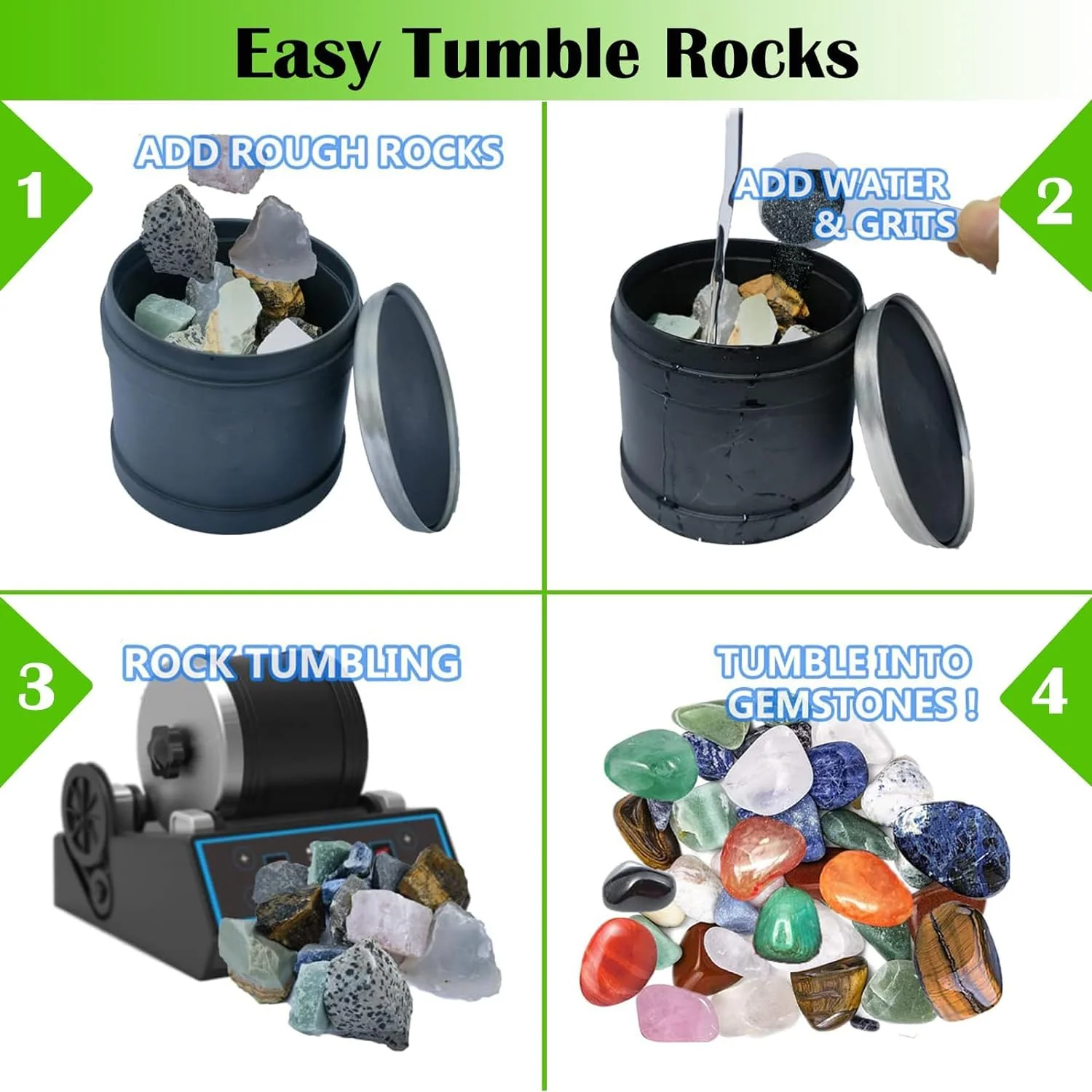 8 LBS Large Weight Rock Tumbler Grit Kit and Ceramic Tumbling Filler Media -Coarse/Medium Grit/Pre-Polished/Final Polish, Works with Any Rock Tumbler, Rock Polisher, Stone Polisher - Image 4