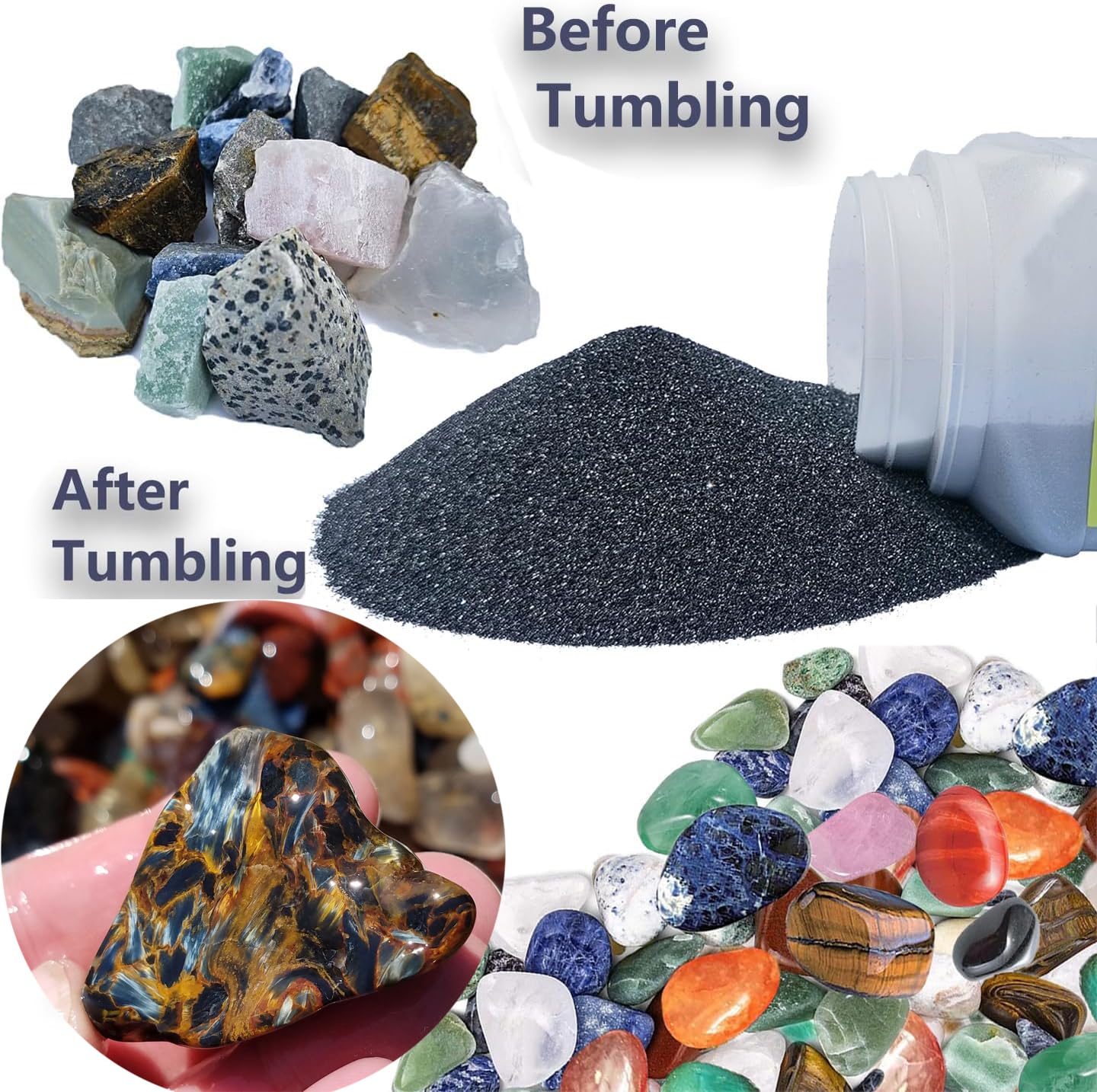 8 LBS Large Weight Rock Tumbler Grit Kit and Ceramic Tumbling Filler Media -Coarse/Medium Grit/Pre-Polished/Final Polish, Works with Any Rock Tumbler, Rock Polisher, Stone Polisher - Image 6