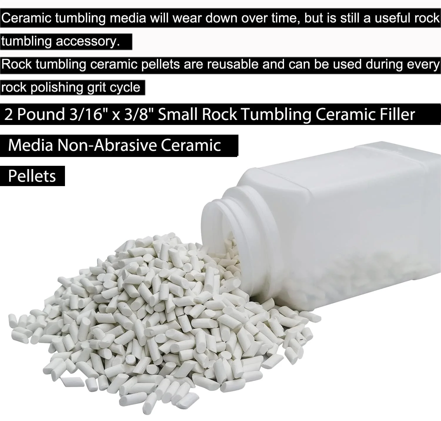8 LBS Large Weight Rock Tumbler Grit Kit and Ceramic Tumbling Filler Media -Coarse/Medium Grit/Pre-Polished/Final Polish, Works with Any Rock Tumbler, Rock Polisher, Stone Polisher - Image 7