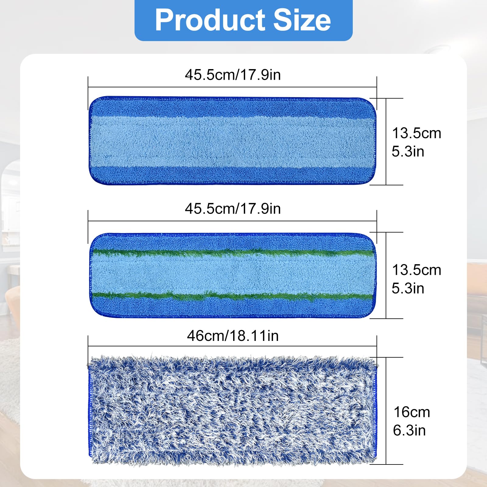 8 Pack Microfiber Cleaning Pad for Bona Mop Hardwood & Hard Surface Floors Dry and Wet Floor Cleaning - Includes 4 Microfiber Cleaning Pad, 2 Deep Clean Pads and 2 Dusting Pad - Dual Zone Cleaning - Image 3