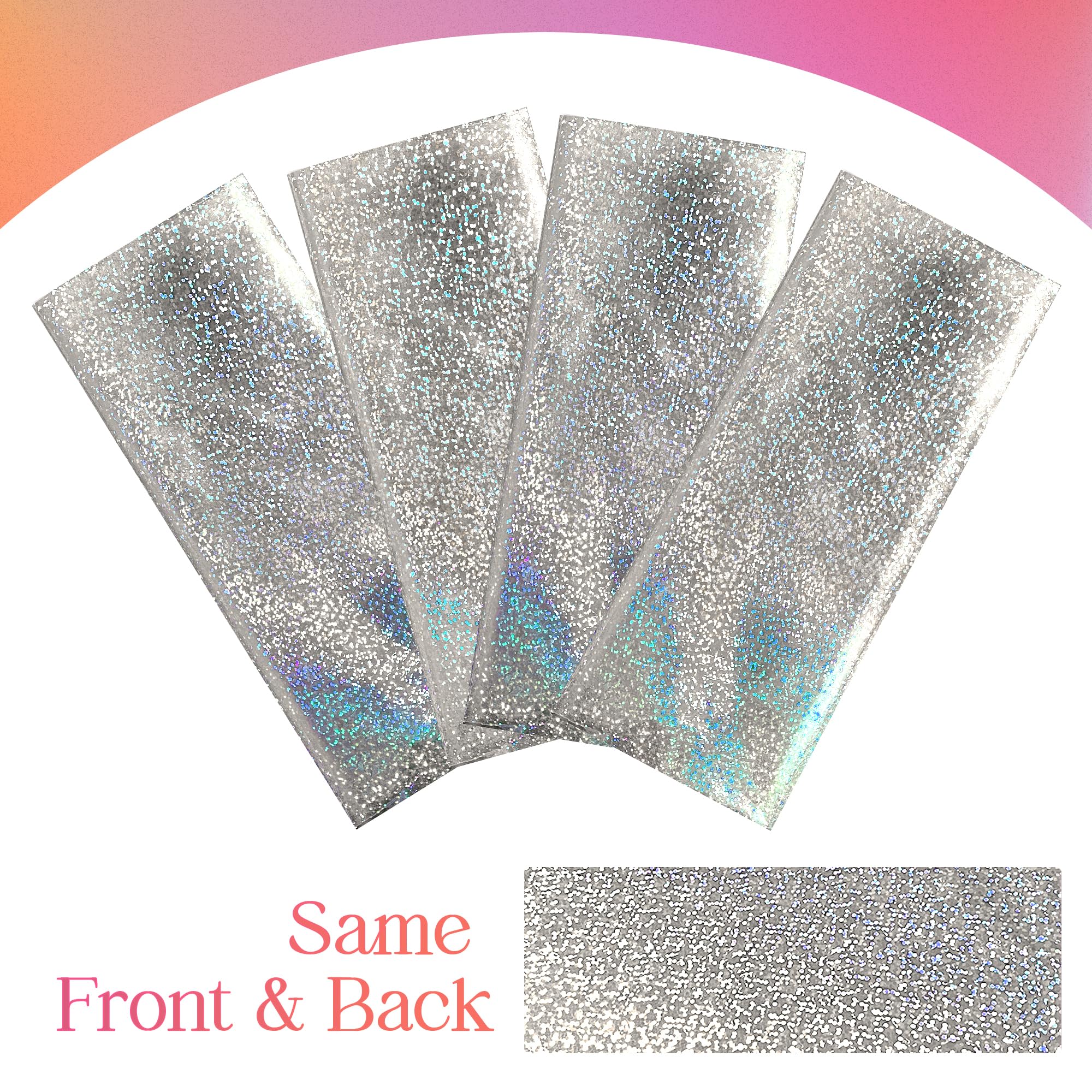 8 pcs Silver Holographic Tablecloths Shiny Disco Laser Table Cloths 40" x 108" Iridescence Plastic White Table Cover for Birthday Party Decoration Wedding Christmas Winter Grad Party Supplies - Image 2