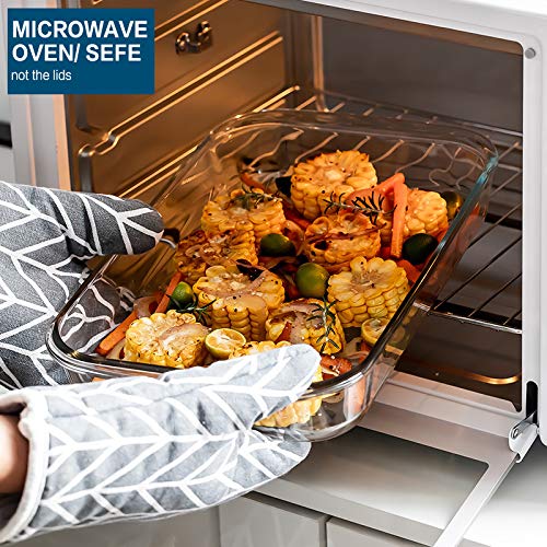 8-Piece Deep Glass Baking Dish Set with Plastic lids,Rectangular Glass Bakeware Set with Lids, Baking Pans for Lasagna, Leftovers, Cooking, Kitchen, Freezer-to-Oven and Dishwasher, Blue - Image 4