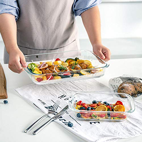 8-Piece Deep Glass Baking Dish Set with Plastic lids,Rectangular Glass Bakeware Set with Lids, Baking Pans for Lasagna, Leftovers, Cooking, Kitchen, Freezer-to-Oven and Dishwasher, Gray - Image 4