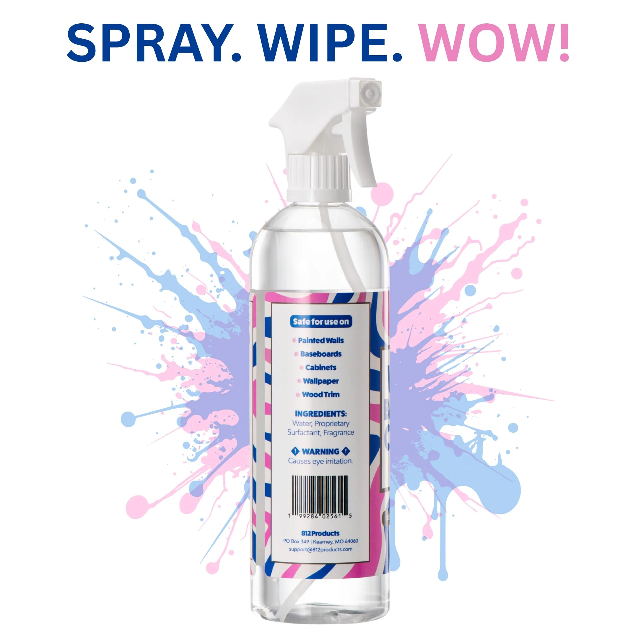 812 Wall Cleaner Spray – Safely Cleans Painted Walls, Baseboards, Kitchen Cabinets, Doors & More | Family & Pet Friendly | Made in America | 24oz. - Image 3