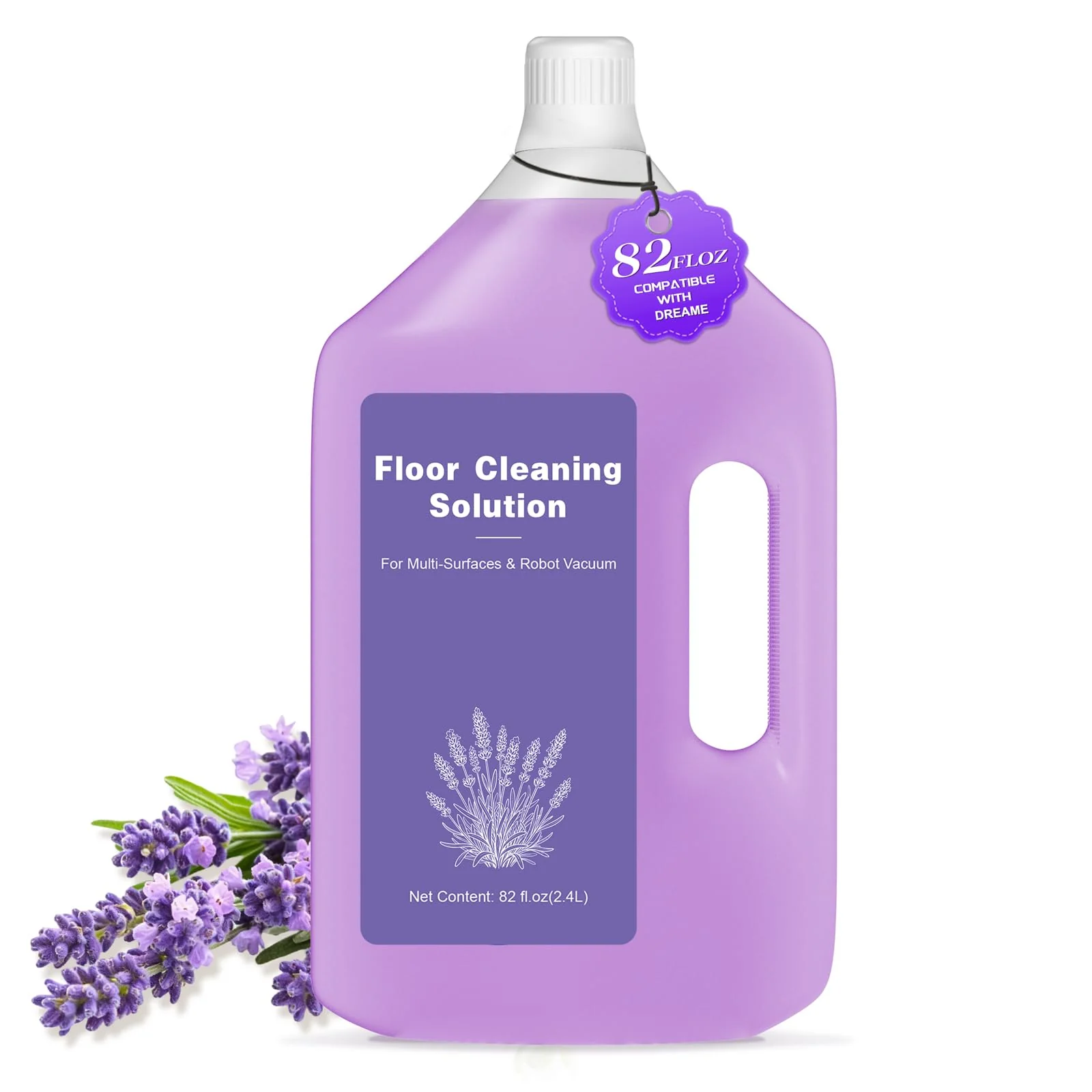 82 FL OZ/2.4 L Lavender Scented Floor Cleaning Solution Compatible with Dreame Cleaning Solution, Low Foam & No Residue, Floor Cleaner for All Robot Vacuum and Wireless Wet Dry Vacuum Cleaners
