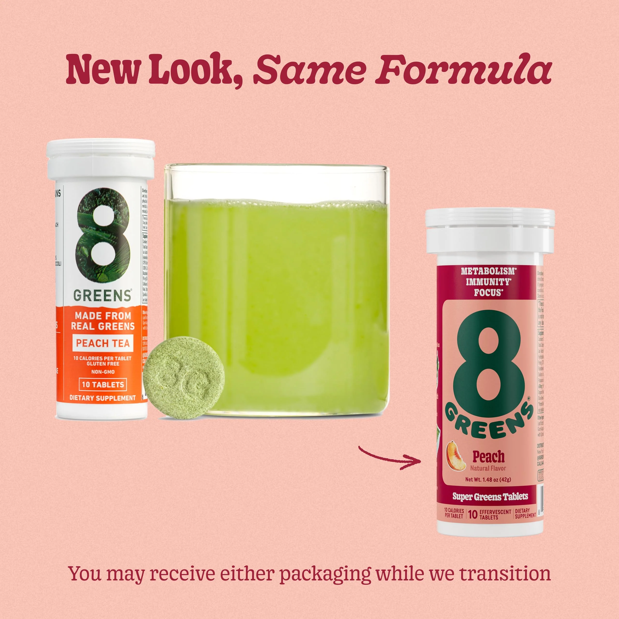 8Greens Supergreens Tablets | Super Greens Powder Superfood, Metabolism Immunity & Focus, Daily Greens Effervescent Tablets, Organic: Aloe Vera, Spirulina, Chlorella, Peach, Tube 60 Servings. - Image 6