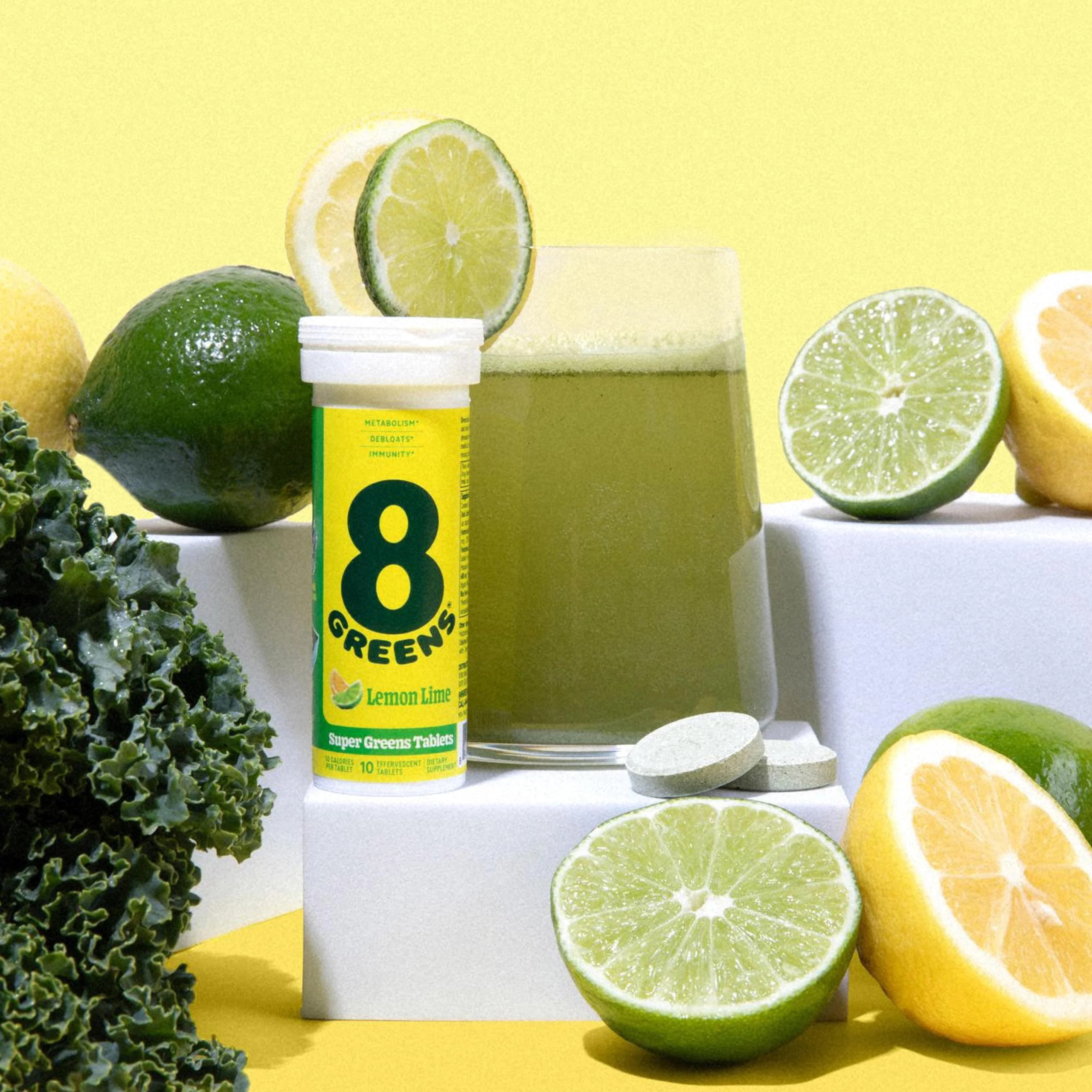 8Greens Supergreens Tablets | Super Greens Powder Superfood Tablet, Metabolism Immunity & Focus, Daily Greens Effervescent Tablets, Organic: Aloe Vera, Spirulina, Chlorella, Lemon Lime, 10 Servings - Image 2