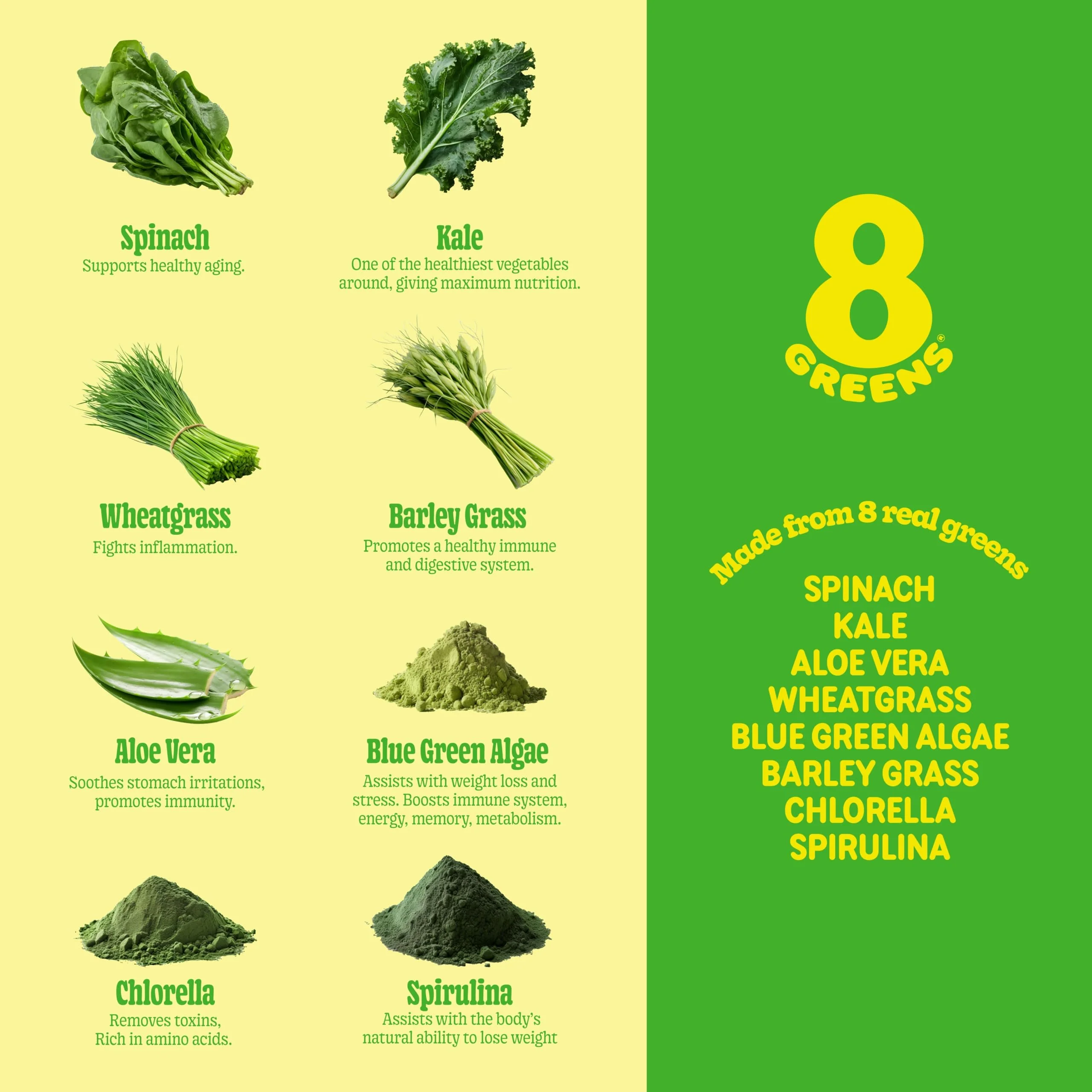 8Greens Supergreens Tablets | Super Greens Powder Superfood Tablet, Metabolism Immunity & Focus, Daily Greens Effervescent Tablets, Organic: Aloe Vera, Spirulina, Chlorella, Lemon Lime, 10 Servings - Image 3