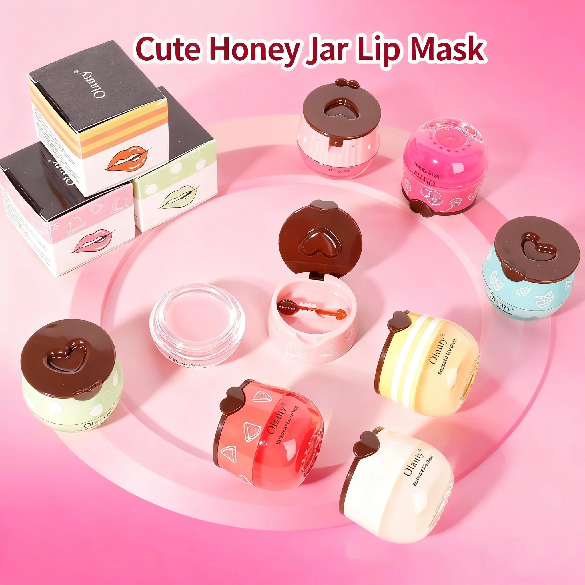8PCS Bee Lip Balm Lip Mask Honey Pot, Mothers Day Party Favors, Strawberry, Watermelon, Apple Lime, Cherry, Mint, Coconut, Peach, Moisturizing Honey Balm Bulk Gifts, Teacher Appreciation Gifts - Image 2