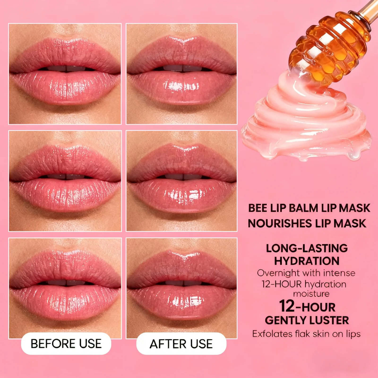 8PCS Bee Lip Balm Lip Mask Honey Pot, Mothers Day Party Favors, Strawberry, Watermelon, Apple Lime, Cherry, Mint, Coconut, Peach, Moisturizing Honey Balm Bulk Gifts, Teacher Appreciation Gifts - Image 9