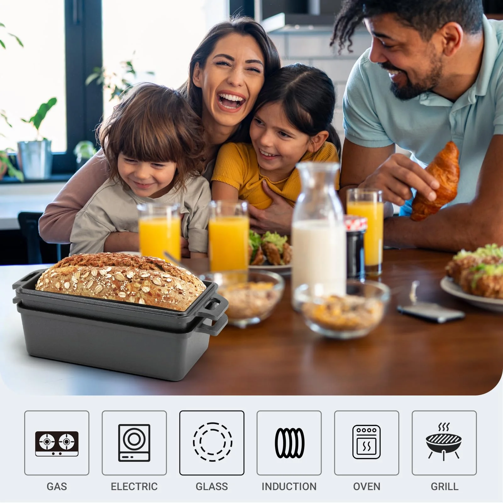 9×5 Inch Cast Iron Loaf Pan with Lid | Bread Baking Pans | Even Heat Distribution for Homemade Bread, Cake, Meatloaf, 2 Piece Set - Image 3