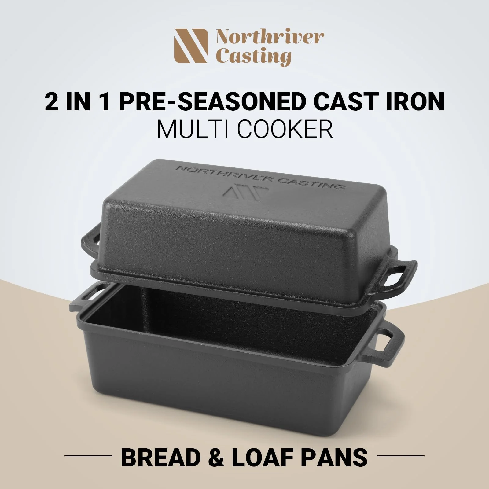 9×5 Inch Cast Iron Loaf Pan with Lid | Bread Baking Pans | Even Heat Distribution for Homemade Bread, Cake, Meatloaf, 2 Piece Set - Image 6