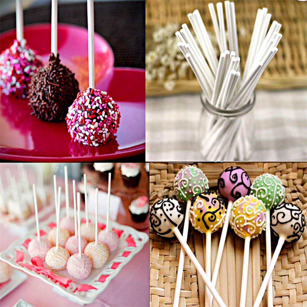 900-PCS Cake Pop Sticks and Wrappers Kit, Including 300pcs 6-inch Paper Lollipop Sticks, 300pcs Parcel Bags, 300pcs Gold Twist Ties for Lollipop, Hard Candy, Chocolate, Marshmallows, and Fruit Skewers - Image 4