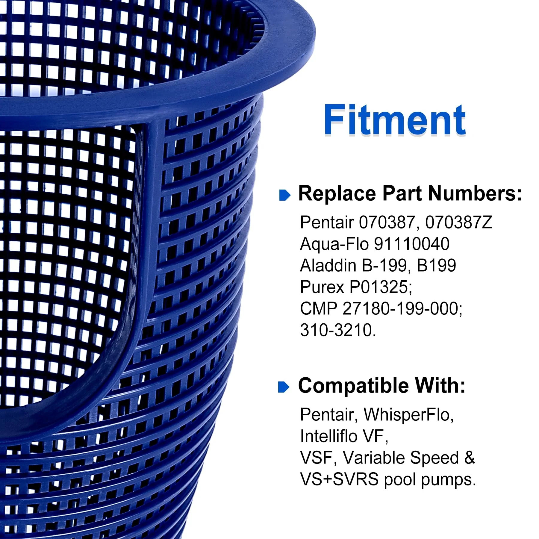 91110040 Pump Basket Replacement for Pentair Whisperflo Intelliflo Pumps, Filter Basket Compatible with IntelliFlo VF VS+SVRS I1 Variable Speed Pump, WhisperFlo Pump Skimmer, Replace 070387, B-199 - Image 6