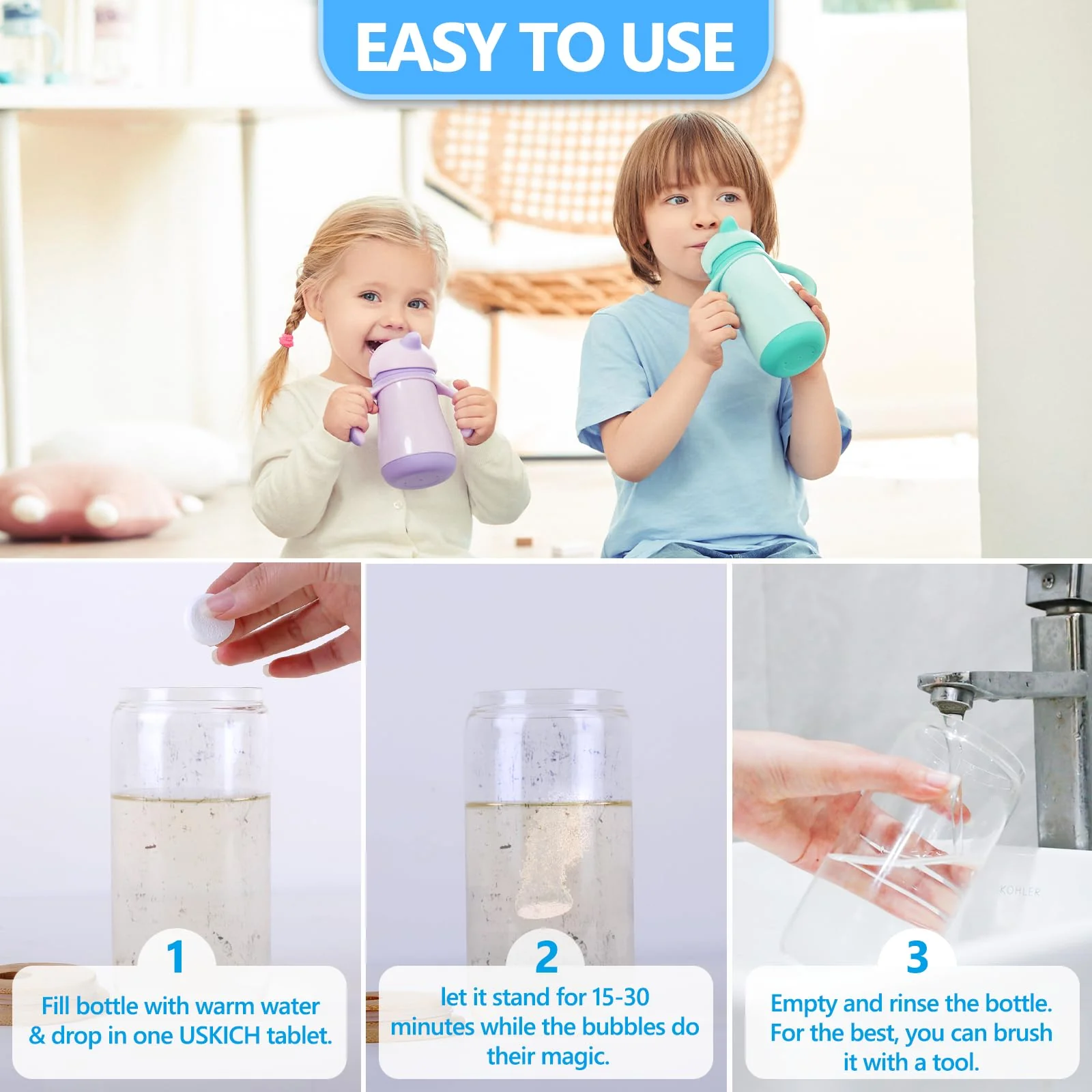 96Pack Water Bottle Cleaning Tablets, Bottle Bright Clean Stainless Steel, Thermos, Tumbler, Insulated and Reusable Water Bottles,Removes Stubborn Stains and Odors - Image 7