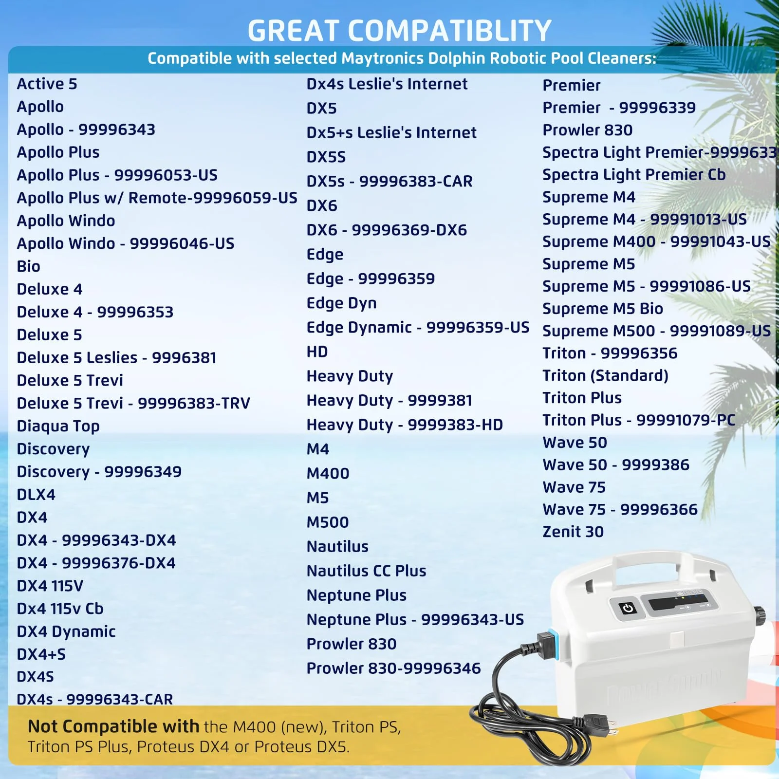 9995678 Power Supply with Cord Replacement for Dolphin Nautilus CC Plus, Premier,Apollo,Bio,Deluxe 5,DLX4,DX4,DX4S,DX5S,DX6, Edge,HD,M400,Neptune Plus,Prowler 830,Supreme M4 M5, Triton Plus,Wave 50 75 - Image 4
