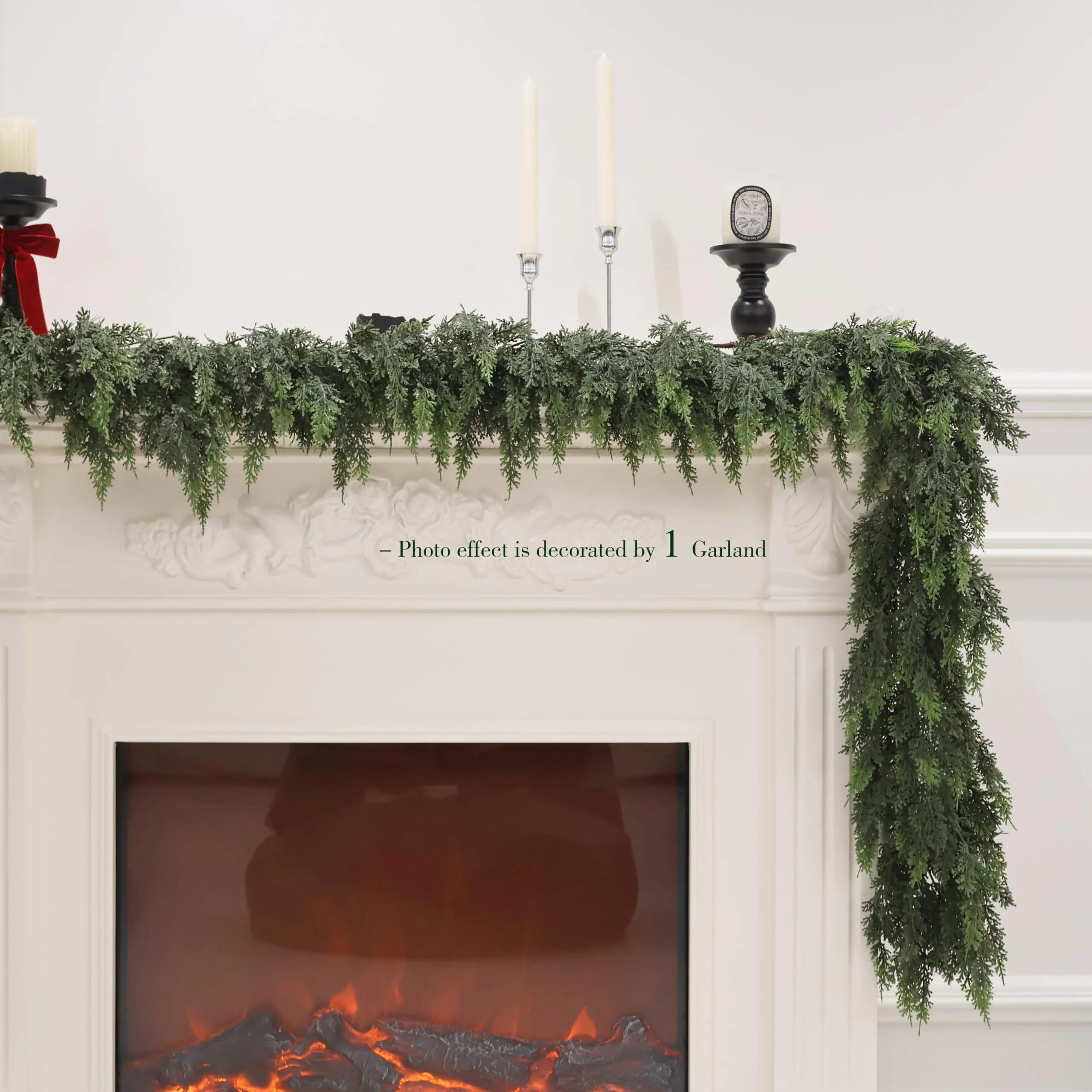 9FT Christmas Cedar Garland Artificial Real Touch Thickness Realistic Greenery Pine Garland for Mantle Fireplace Outdoor Indoor Christmas Decorations - Image 7