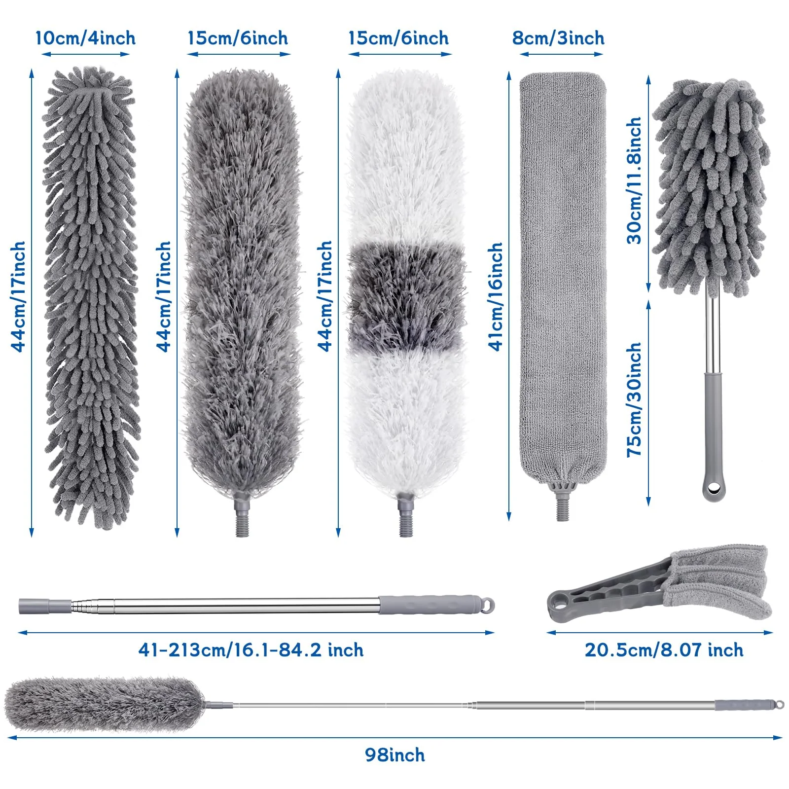 9PCS Dusters for Cleaning,Extendable Microfiber Duster with Extension Pole Up to 100'',Bendable Washable and Reusable Dusters Kit for Ceiling Fans, High Ceilings,Blinds,Furniture and Cars - Image 7