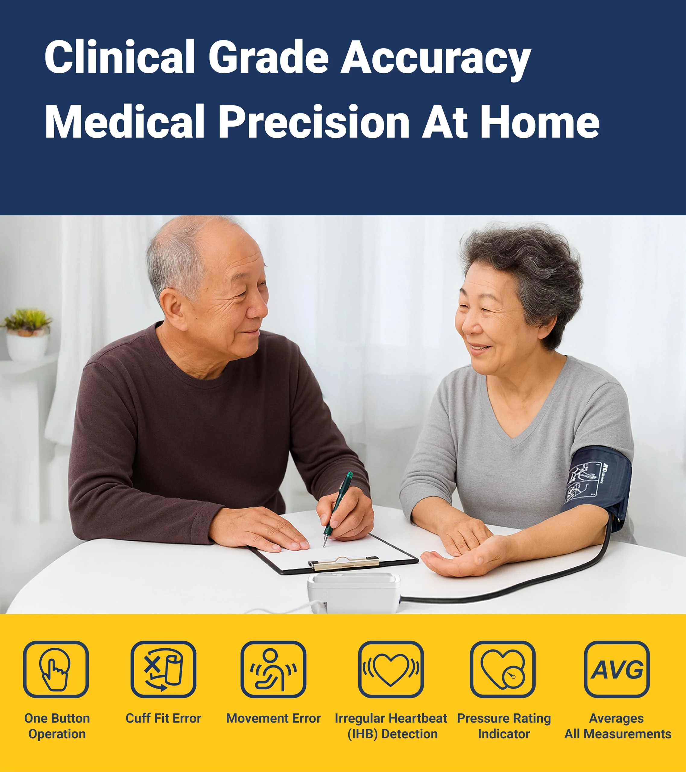 A&D Medical Multi-User Blood Pressure Monitor for Home Use UA-767FAC – Wide Range Cuff (8.6-16.5” / 22-42cm), Easy to Use, Adult Upper Arm, 60 Readings Per User (4 Users), AC Adapter, FSA/HSA Eligible - Image 4