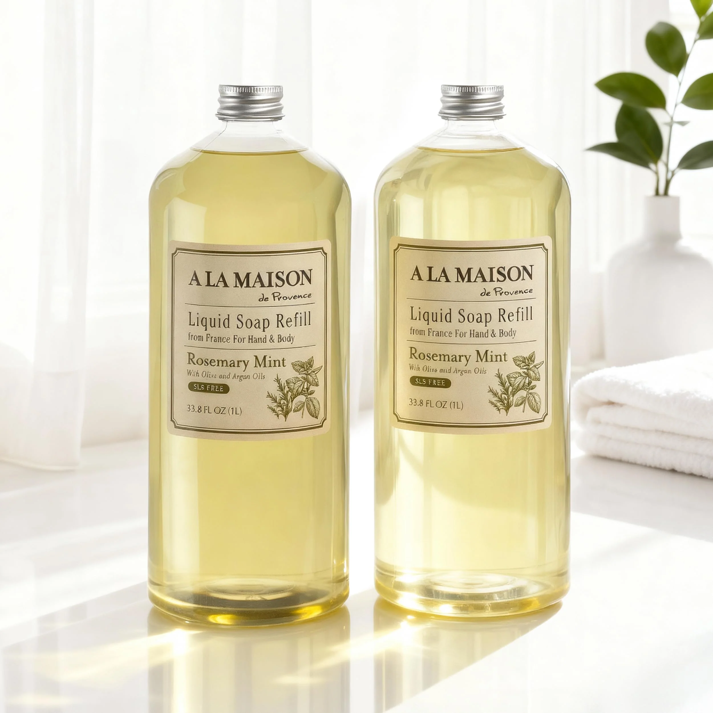 A LA MAISON French Liquid Hand Soap Refill, Rosemary Mint - Natural Hand Wash Made with Essential Oils - Biodegradable, Plant-Based, Vegan, Cruelty-Free, Alcohol & Paraben Free (33.8 oz, 2 Pack) - Image 3