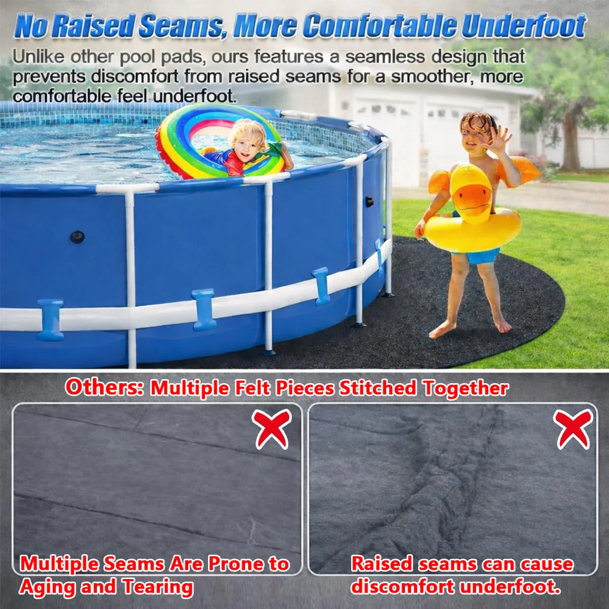 Abimars Pool Liner Pad for Above Ground Pools, 18 FT Round Extra-Thick Pool Mat, Seamless Comfort Underfoot, Puncture-Resistant Industrial-Grade Black Synthetic Fiber Pad - Image 4