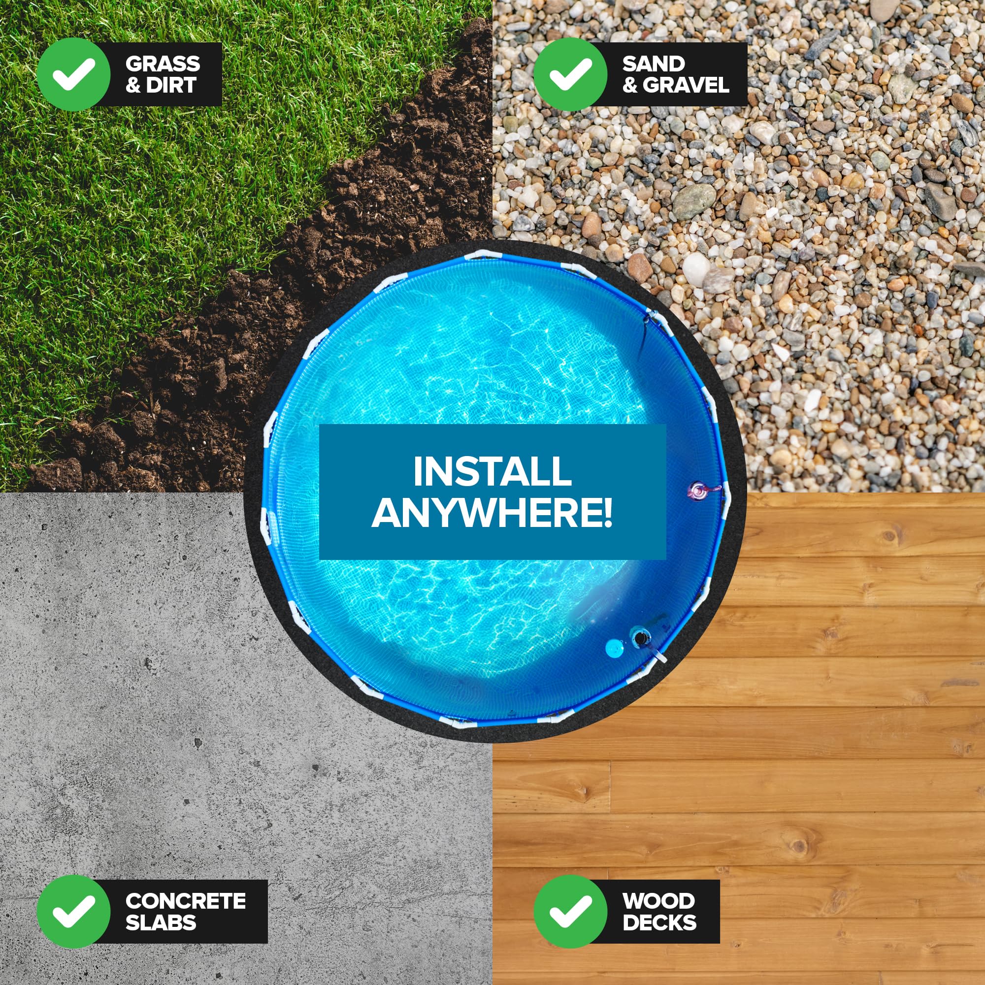 Above Ground Pool Liner Pad, 15' Foot Round, Pre-Cut Heavy Duty Outdoor Pool Pads for Above Ground Pools, Black Swimming Pool Liners for Padding and Protection, Thick Pool Mats to Prevent Punctures - Image 3
