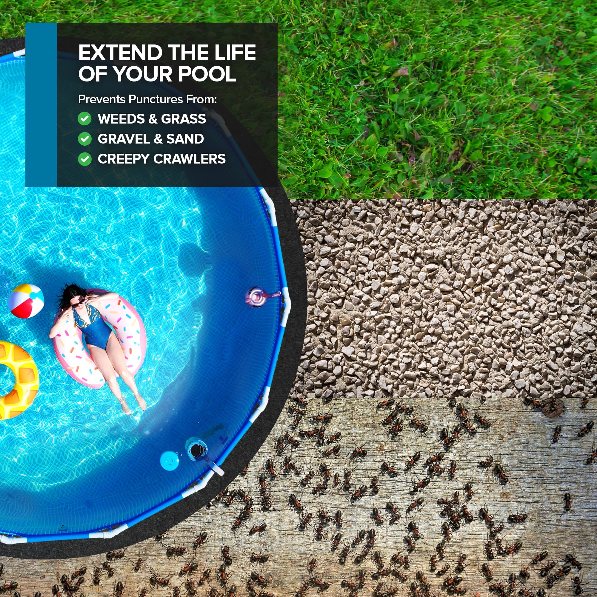 Above Ground Pool Liner Pad, 15' Foot Round, Pre-Cut Heavy Duty Outdoor Pool Pads for Above Ground Pools, Black Swimming Pool Liners for Padding and Protection, Thick Pool Mats to Prevent Punctures - Image 5