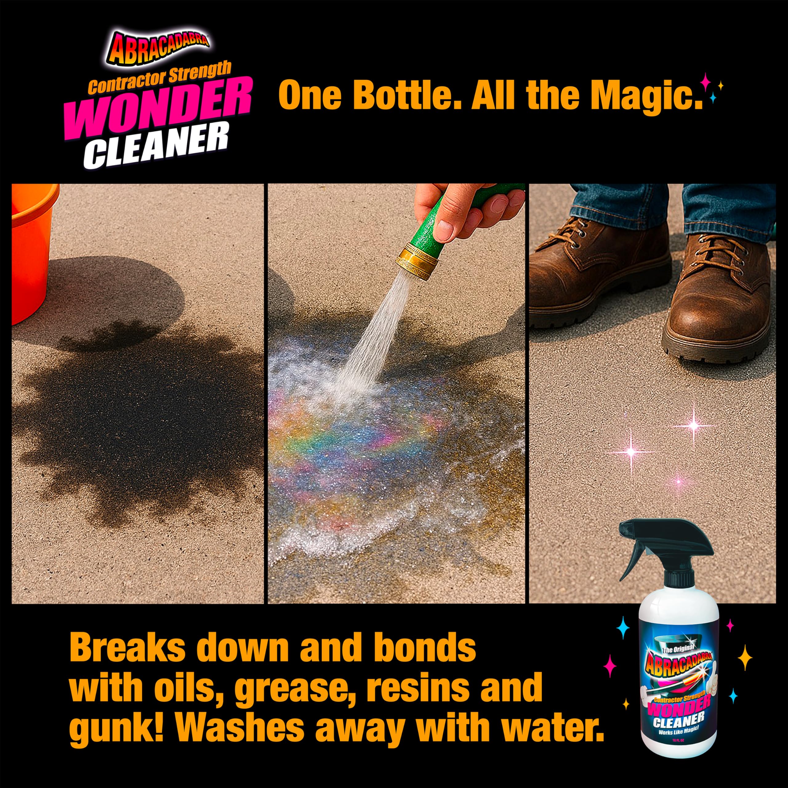 Abracadabra® Contractor Strength Wonder Cleaner - As Seen on TV - 16 fl oz - Gunk & Build up Remover - Removes Tar, Adhesives, Gum, Stickers, Sap, Oils & More on Most Surfaces - Better Stronger Faster - Image 12