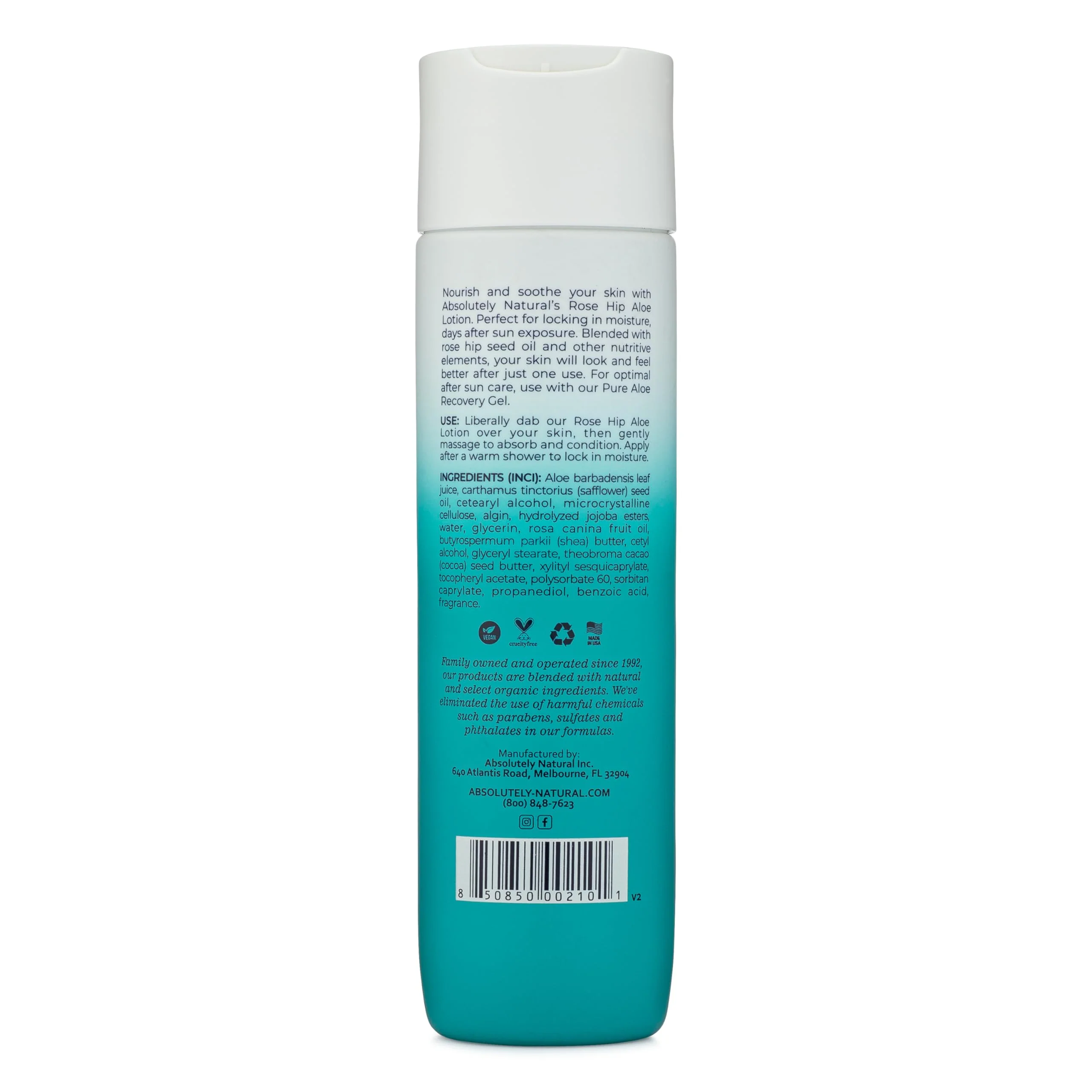 Absolutely Natural After Sun Lotion & Moisturizer with Aloe Vera, Rose Hip Oils, & Vitamin E | Helps Prevent Anti-Aging & Sunburn Relief - 8 Fl Oz - Image 2