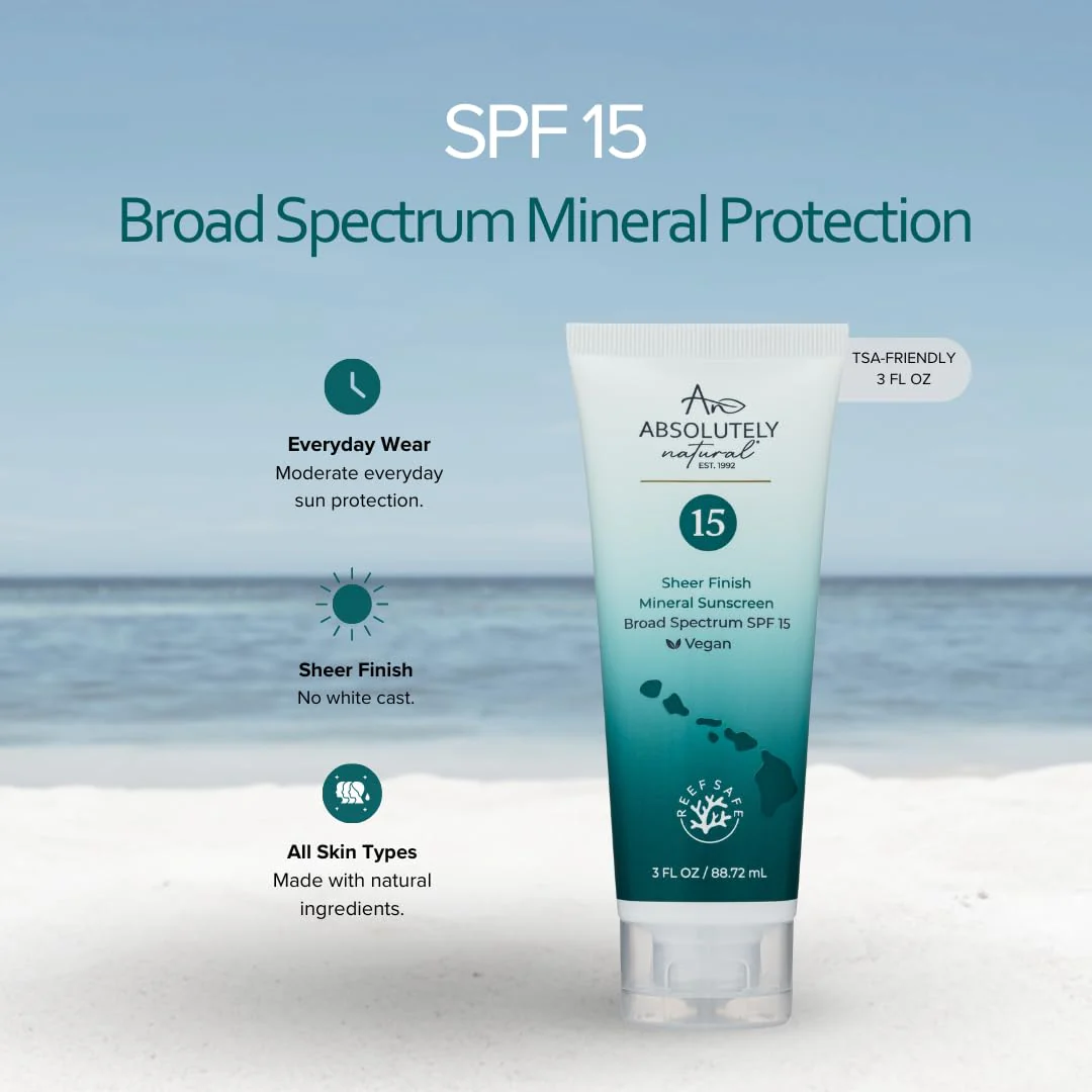 Absolutely Natural - SPF 15 Mineral Sunscreen - Broad Spectrum Water Resistant Moisturizer Lotion For Body & Face - With Non-Nano Zinc Oxide, Vitamin E, & Antioxidants - Made in USA, 3 Oz - Image 9