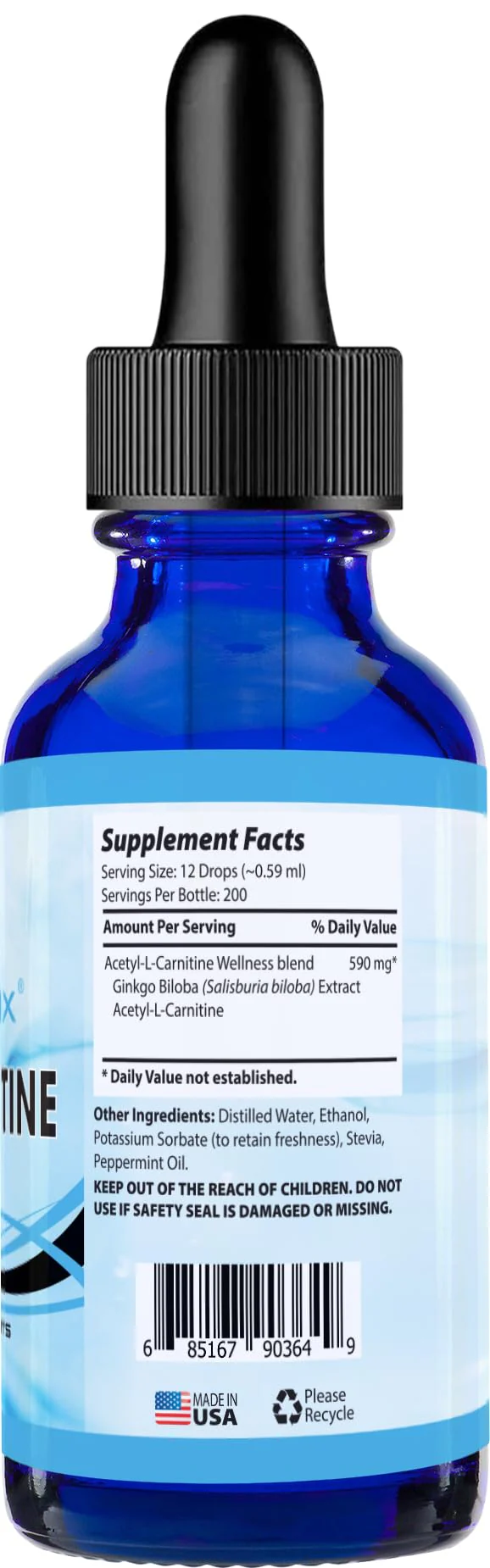 Absonutrix Acetyl L-Carnitine, 593mg per Serving, 200 Potent Servings, Quick Absorption Liquid Drops, Gluten-Free, Third-Party Tested, GMP-Certified, Non-GMO, Made in USA - Image 3