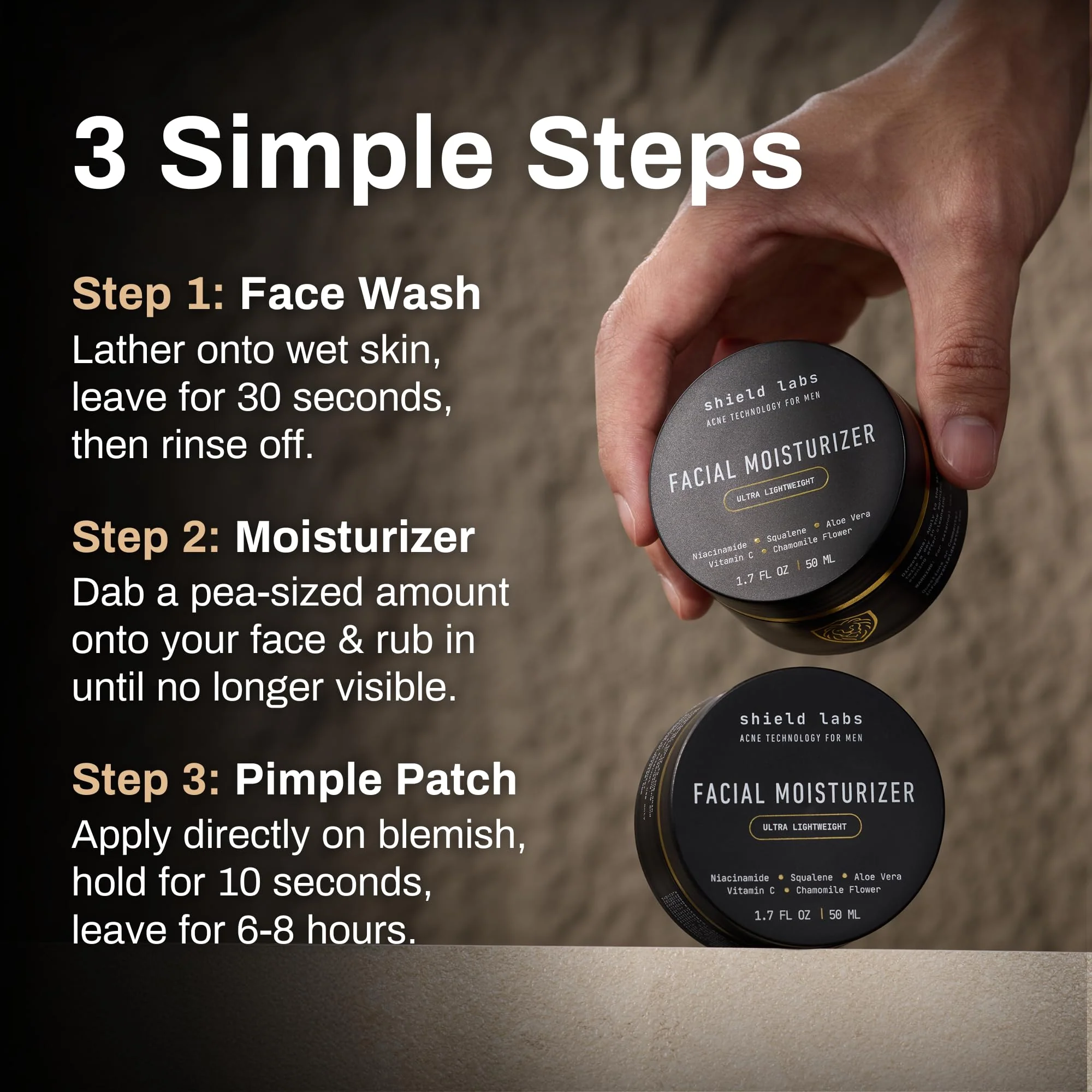 Acne System for Men and Boys, Face Wash, Moisturizer, Pimple Patches, Shield Men's Skin Care Set (4 Months) - Image 6
