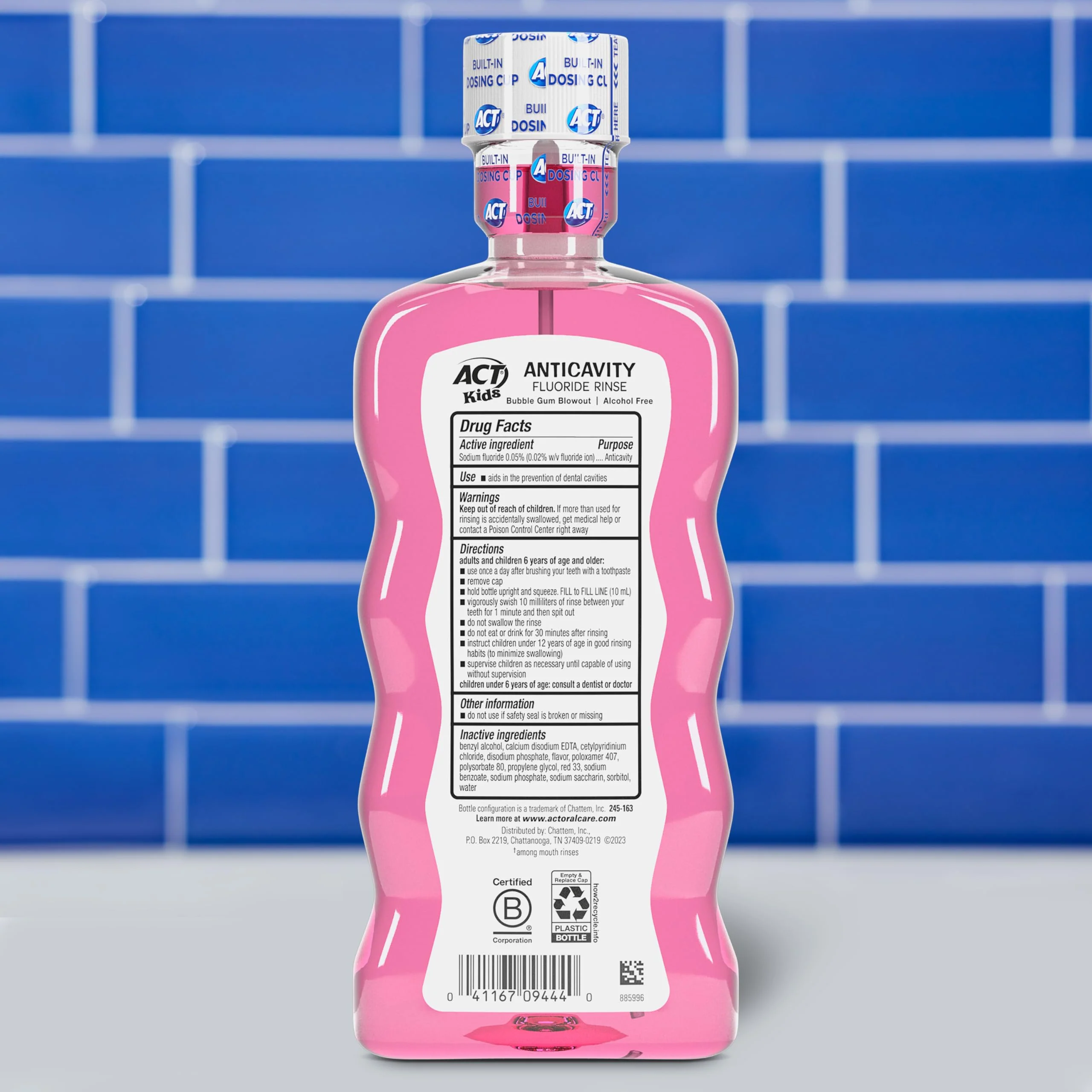 ACT Kids Anticavity Fluoride Mouthwash, Sugar & Alcohol Free Mouth Rinse Strengthens Teeth, Bubble Gum Blowout, 16.9 fl. oz. - Image 2