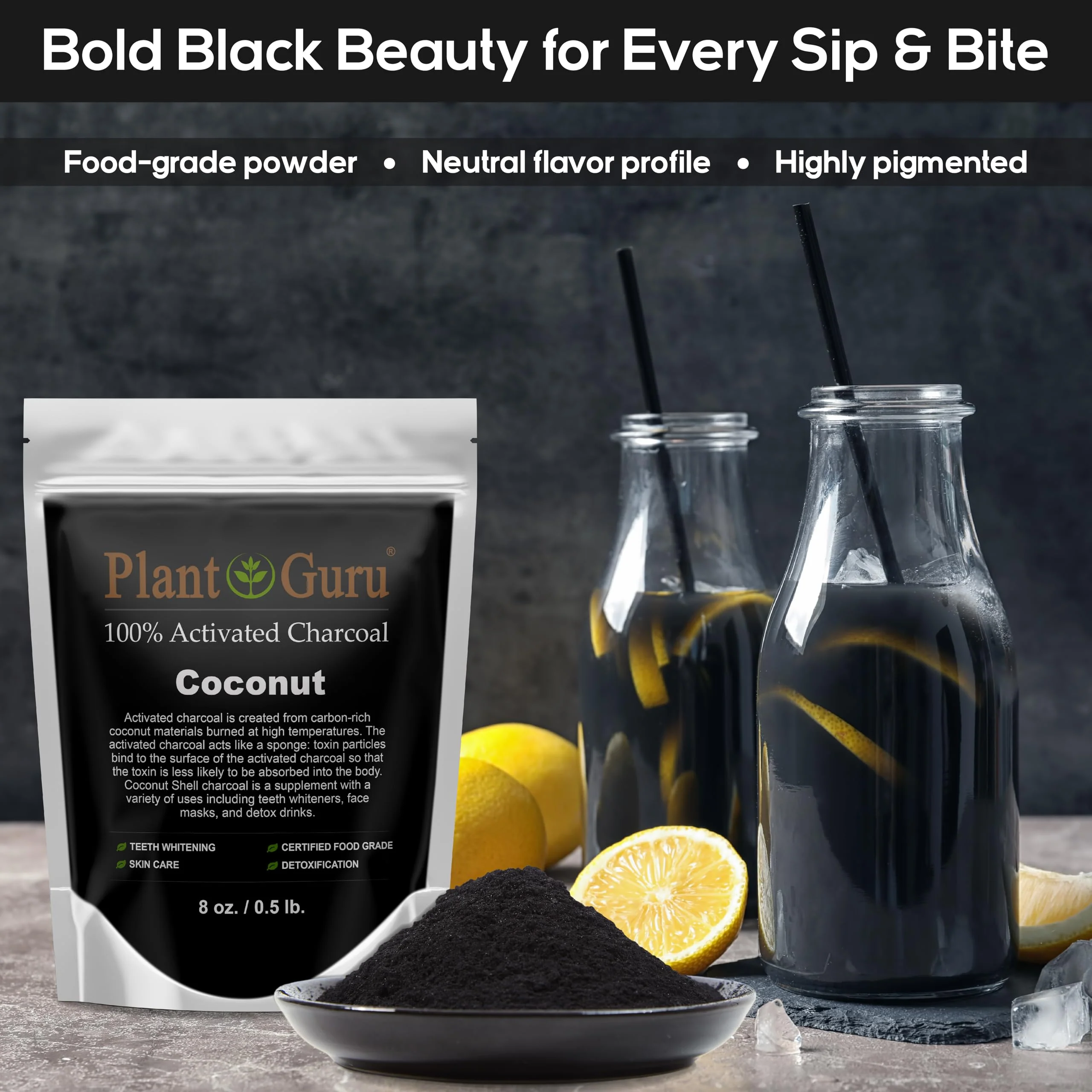 Activated Charcoal Powder Bulk - 1.75 lbs. Jar, Coconut - Food Grade Kosher Non-GMO - Teeth Whitening, Facial Mask and Soap Making. Promotes Natural Detoxification and Helps Digestion - Image 4