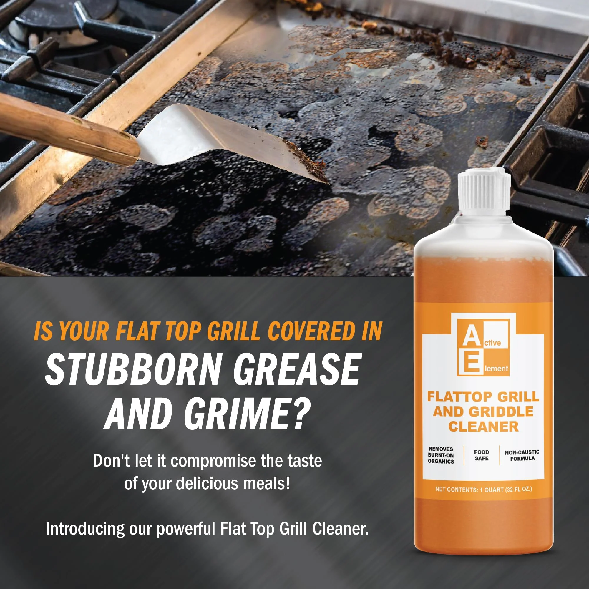 Active Element Flat Top Grill Cleaner – 32 fl oz | Griddle Cleaner, Removes Burnt-On Residue, Food Safe, Non-Caustic Formula, For Blackstone Grills - Image 5