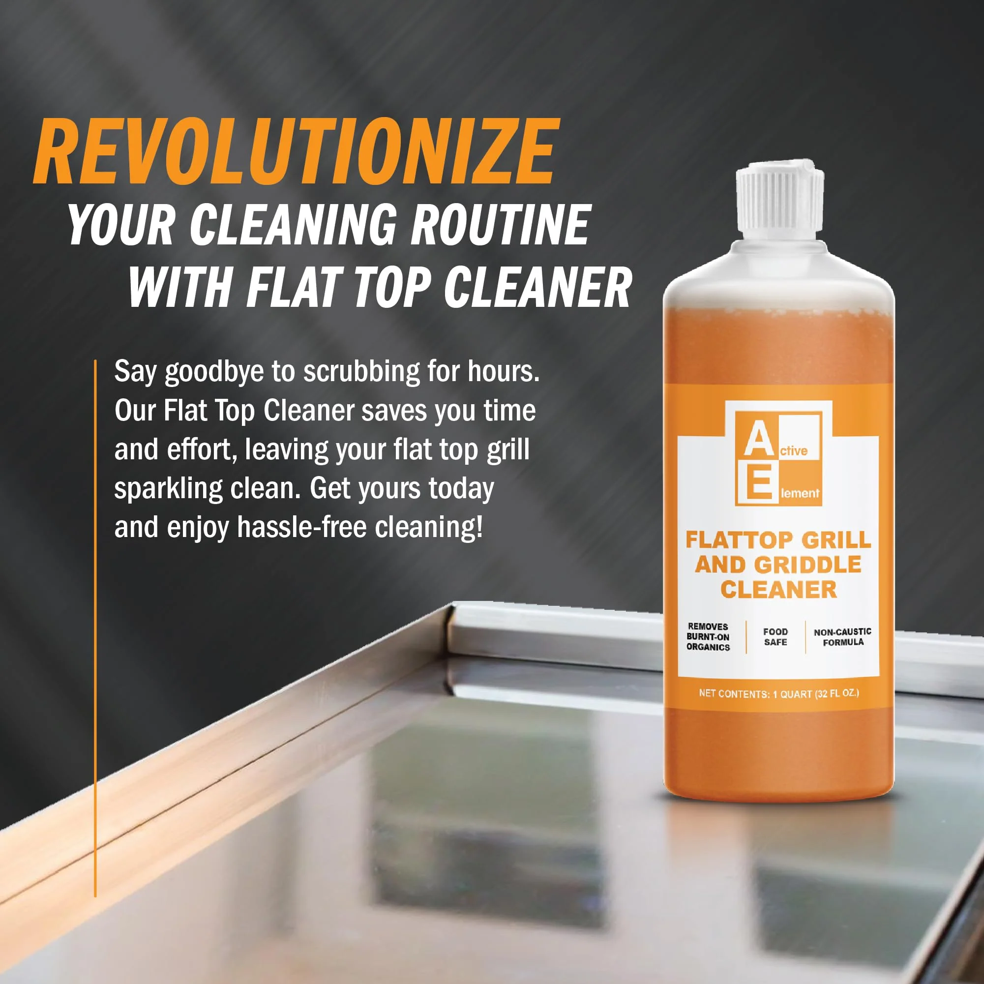 Active Element Flat Top Grill Cleaner – 32 fl oz | Griddle Cleaner, Removes Burnt-On Residue, Food Safe, Non-Caustic Formula, For Blackstone Grills - Image 9
