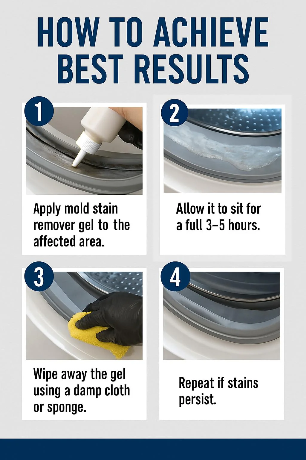 ACTIVE Mold Stain Remover Gel Cleaner Heavy Duty Stain Cleaner for Front Loader Washing Machine Seal, Bathroom Grout, Shower, Caulk - Front Load Washer Cleaning Solution - 7 Fl Oz - Image 2