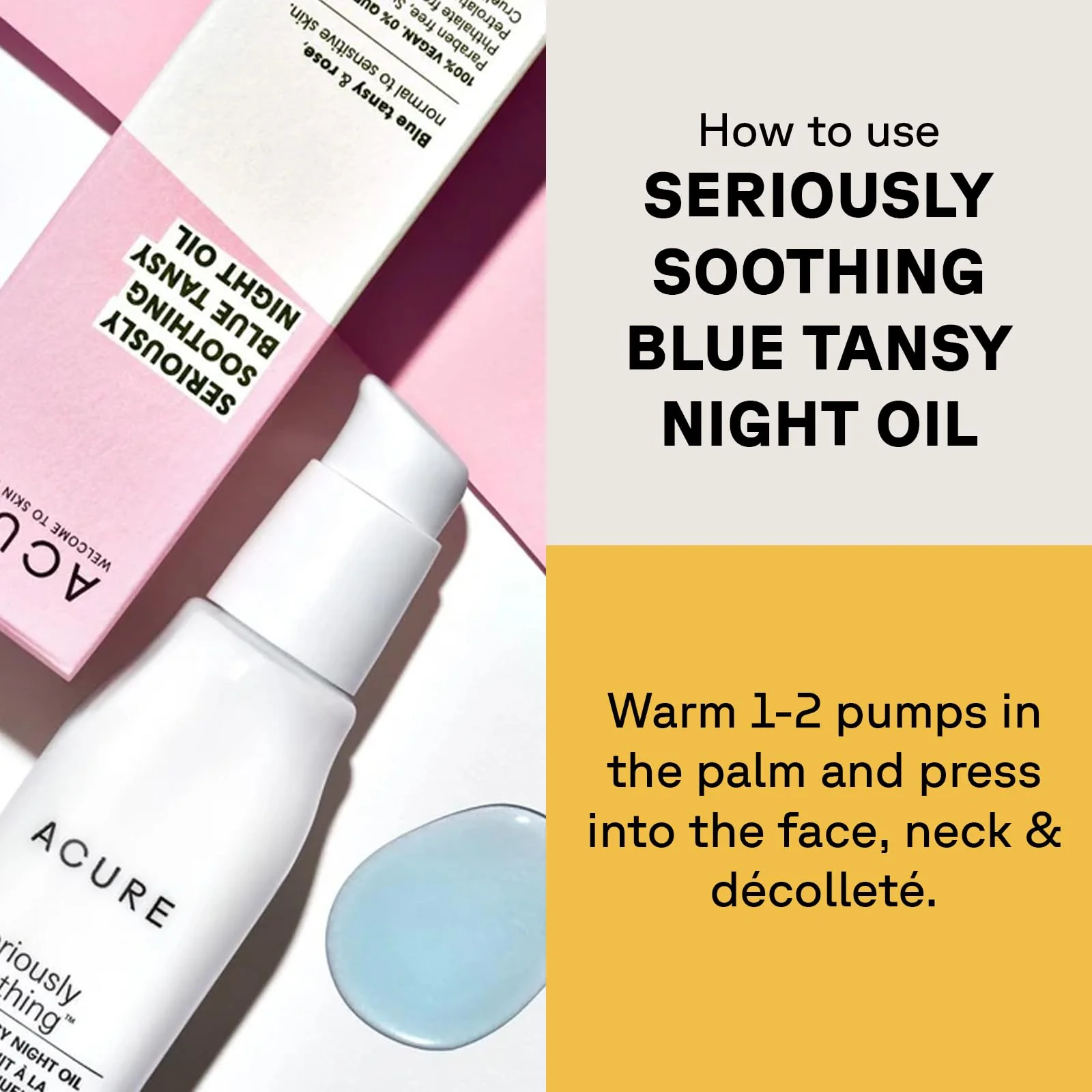 Acure Seriously Soothing Tansy Night Rose Oil - Soothes, Deep Hydrate & Moisturize Dry, Acne Prone, Sensitive Skin - Antioxidant Night Cream Serum Oil Blend with Blue Tansy & Rose - 100% Vegan, 1 oz - Image 5