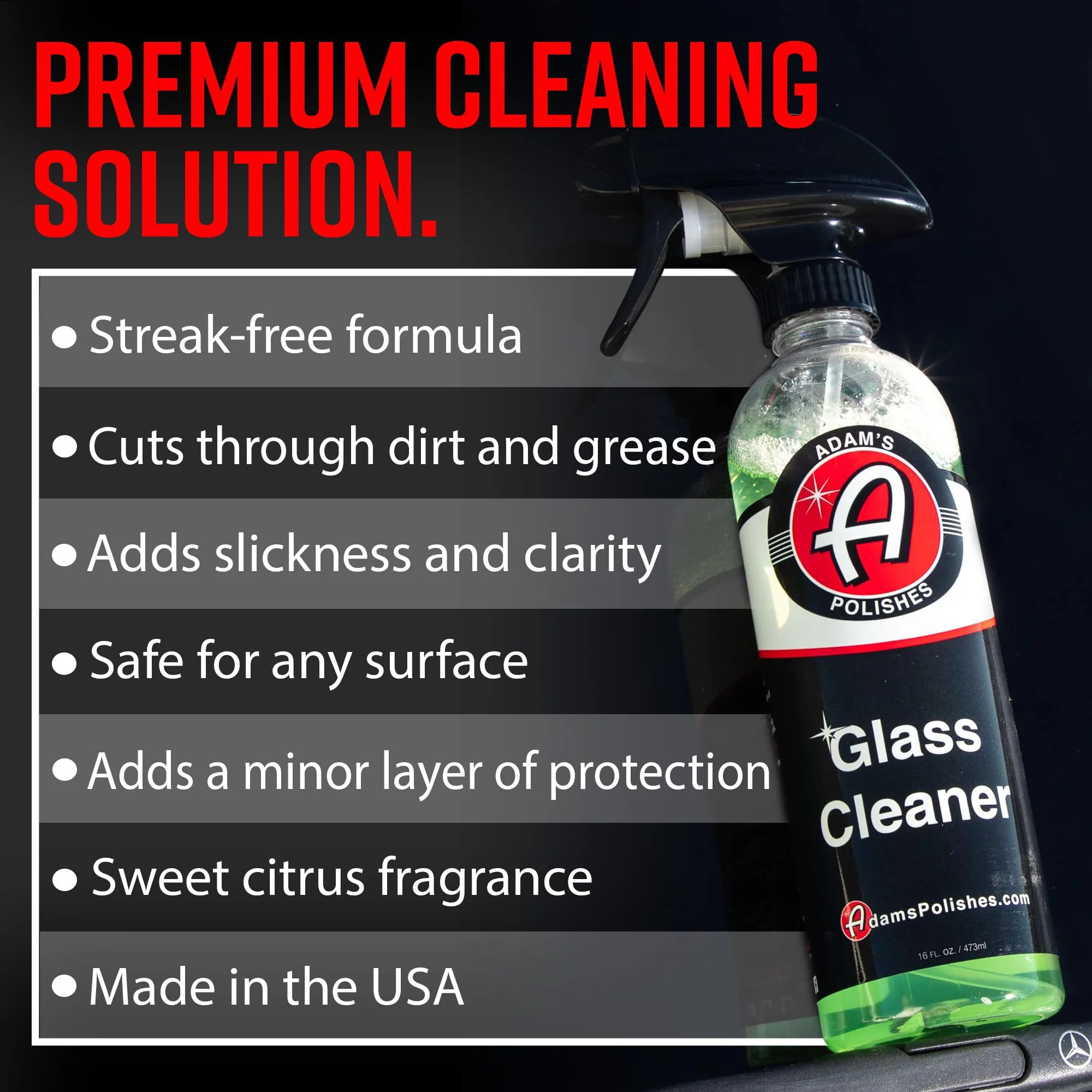 Adam's Polishes Glass Cleaner (Gallon) - Car Window Cleaner | Car Wash All-Natural Streak Free Formula For Car Cleaning | Safe On Tinted & Non-Tinted Glass | Won’t Strip Car Wax or Paint Protection - Image 7