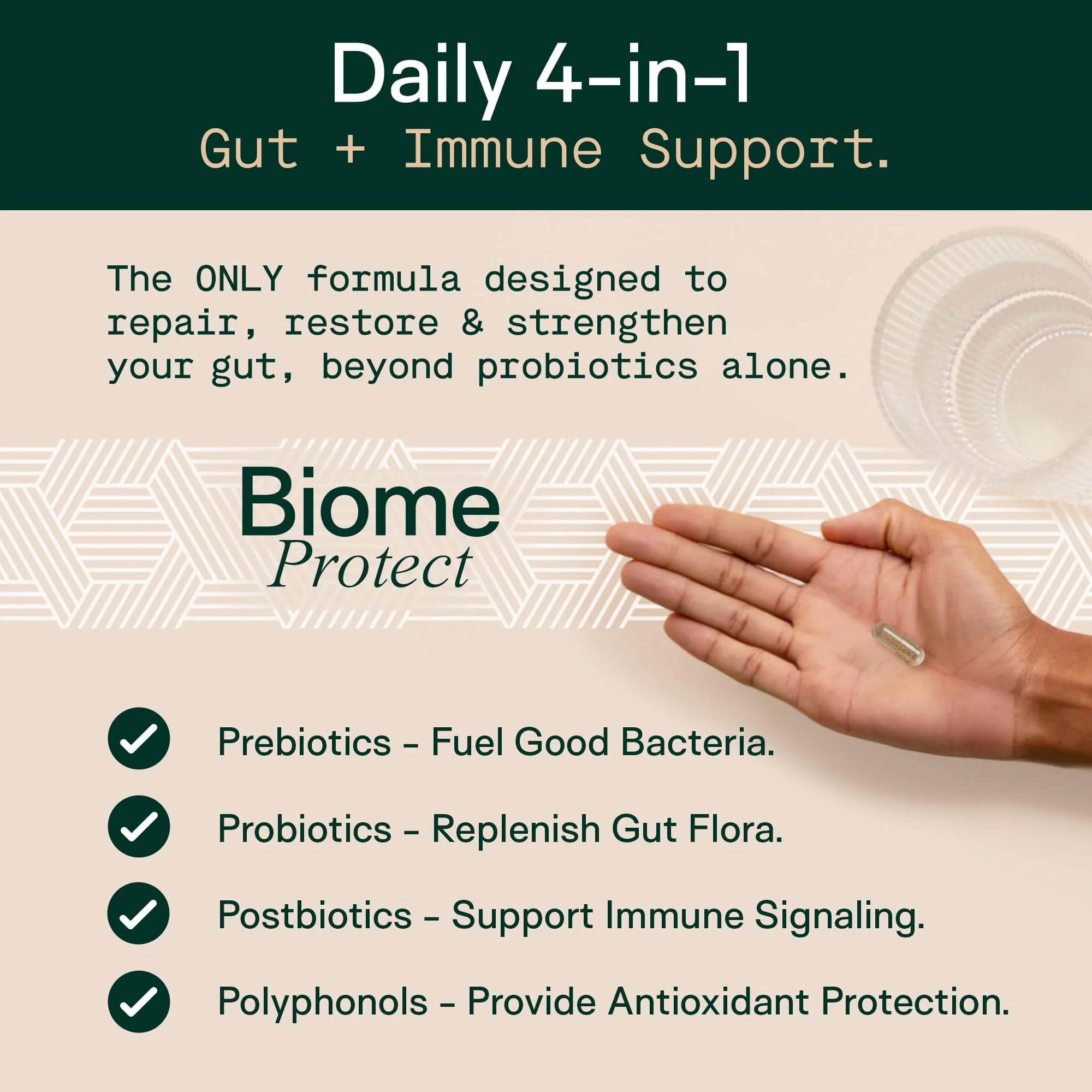 Adapt Naturals 4-in-1 Biome Protect Prebiotics, Probiotics Supplement Postbiotics & Polyphenols for Microbiome, Gut Health & Defense for Women & Men, 60 Day Supply - Image 9