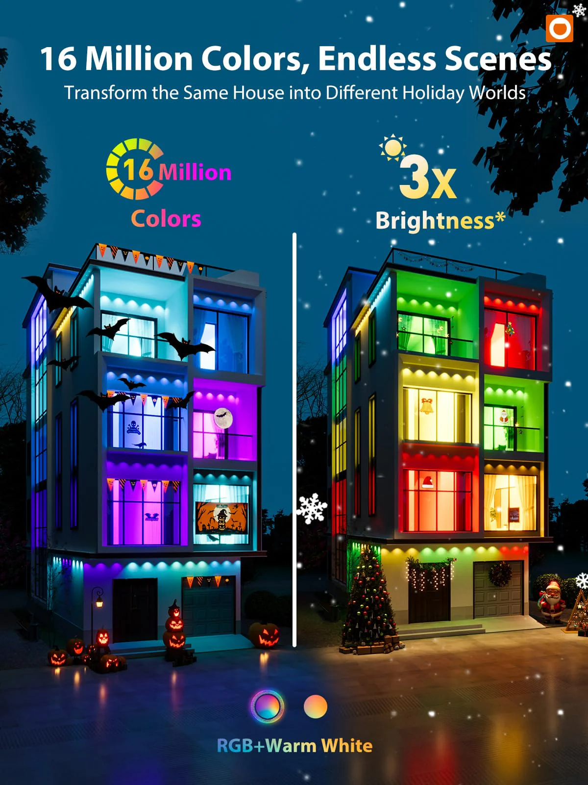 addlon 200FT Permanent Outdoor Lights, RGB+IC Smart LED Outdoor Lights for House, App & Remote Control, DIY Scene Mode, IP67 Waterproof Christmas Light, Holiday, Party, Halloween Decorations - Image 2