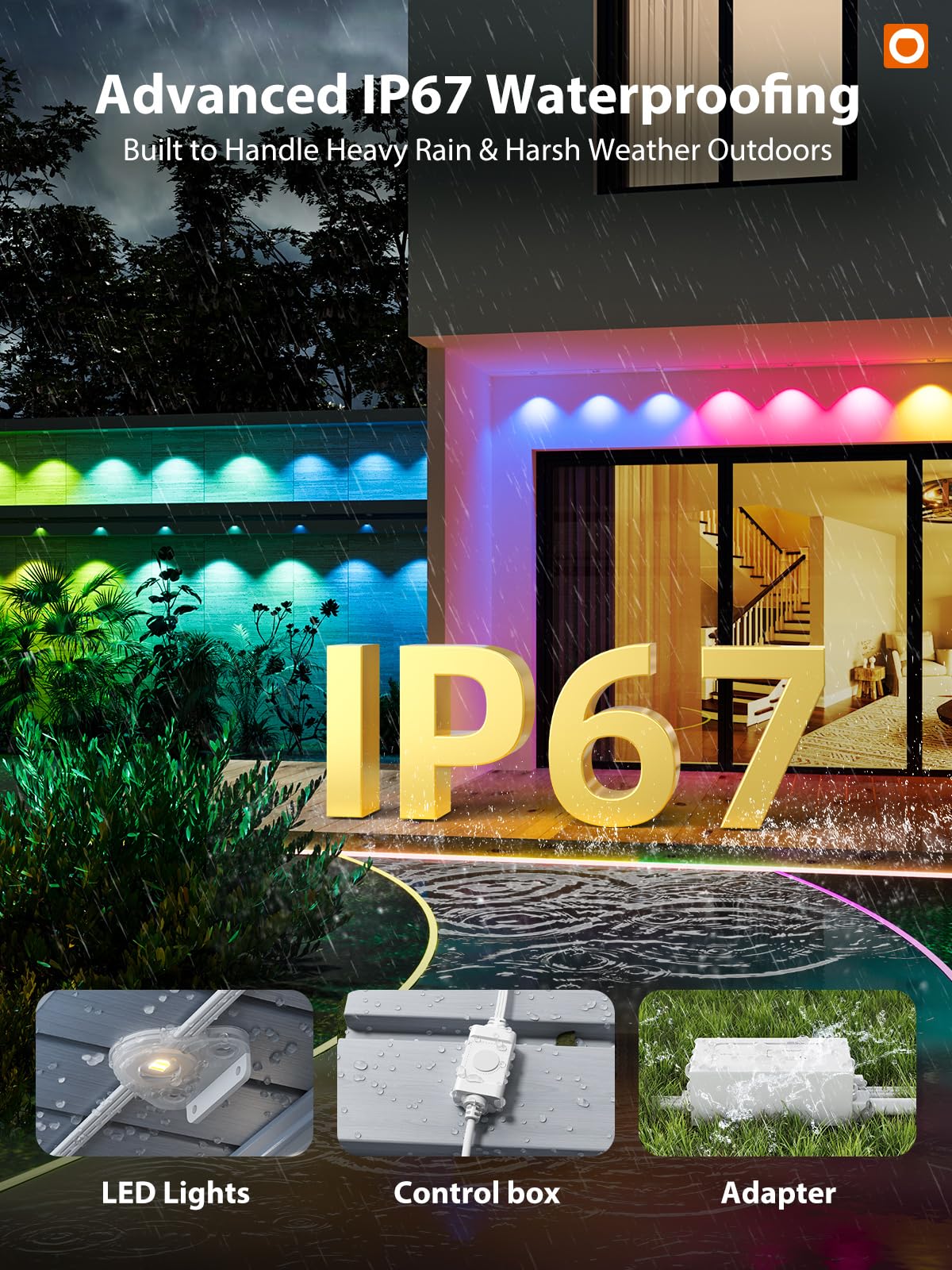 addlon 200FT Permanent Outdoor Lights, RGB+IC Smart LED Outdoor Lights for House, App & Remote Control, DIY Scene Mode, IP67 Waterproof Christmas Light, Holiday, Party, Halloween Decorations - Image 3